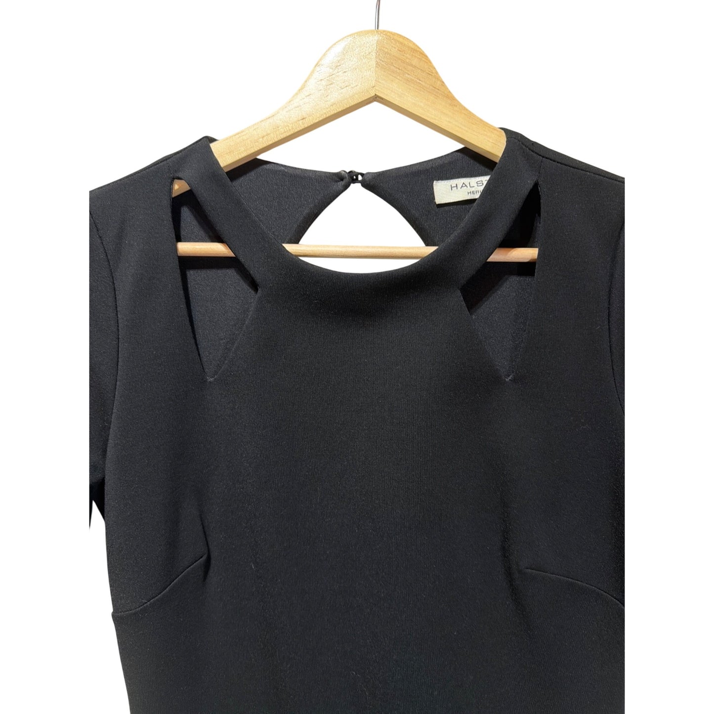 Halston Heritage Black Long Sleeve Cutout Bodycon Cocktail Dress