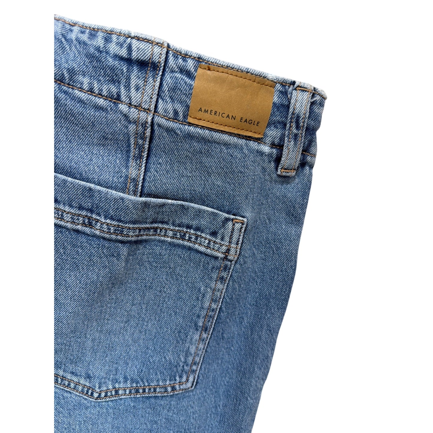 American Eagle Stretch Barrel Jeans Medium Wash Relaxed Fit Drawstring Waist