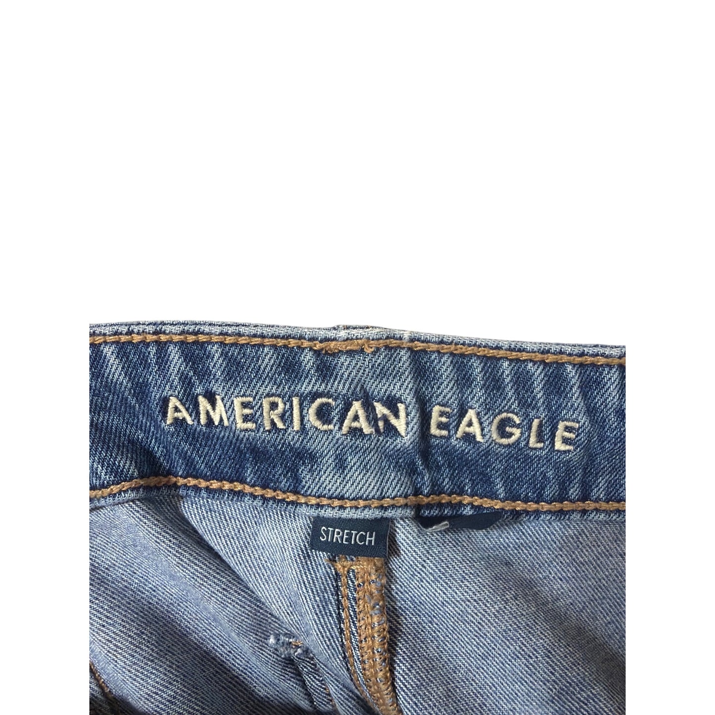 American Eagle Stretch Barrel Jeans Medium Wash Relaxed Fit Drawstring Waist