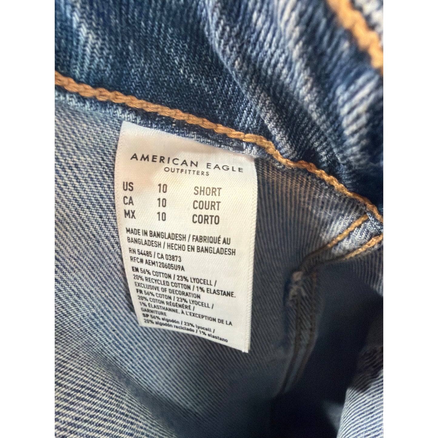 American Eagle Stretch Barrel Jeans Medium Wash Relaxed Fit Drawstring Waist