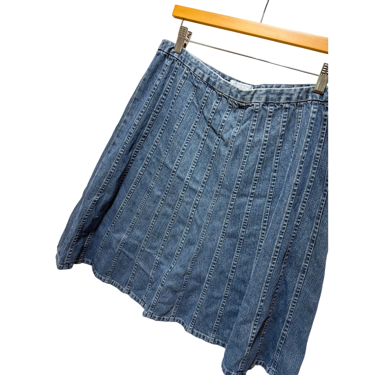 Christopher & Banks Blue Denim A-Line Flared Skirt Womens Size 12 Cotton Casual