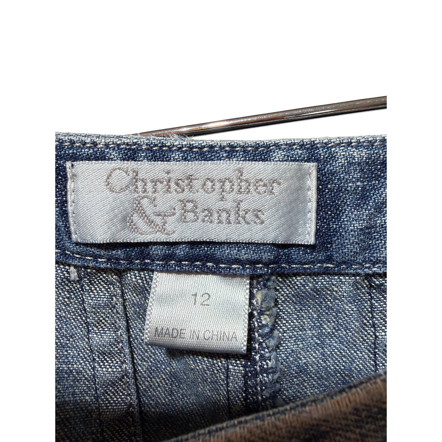 Christopher & Banks Blue Denim A-Line Flared Skirt Womens Size 12 Cotton Casual