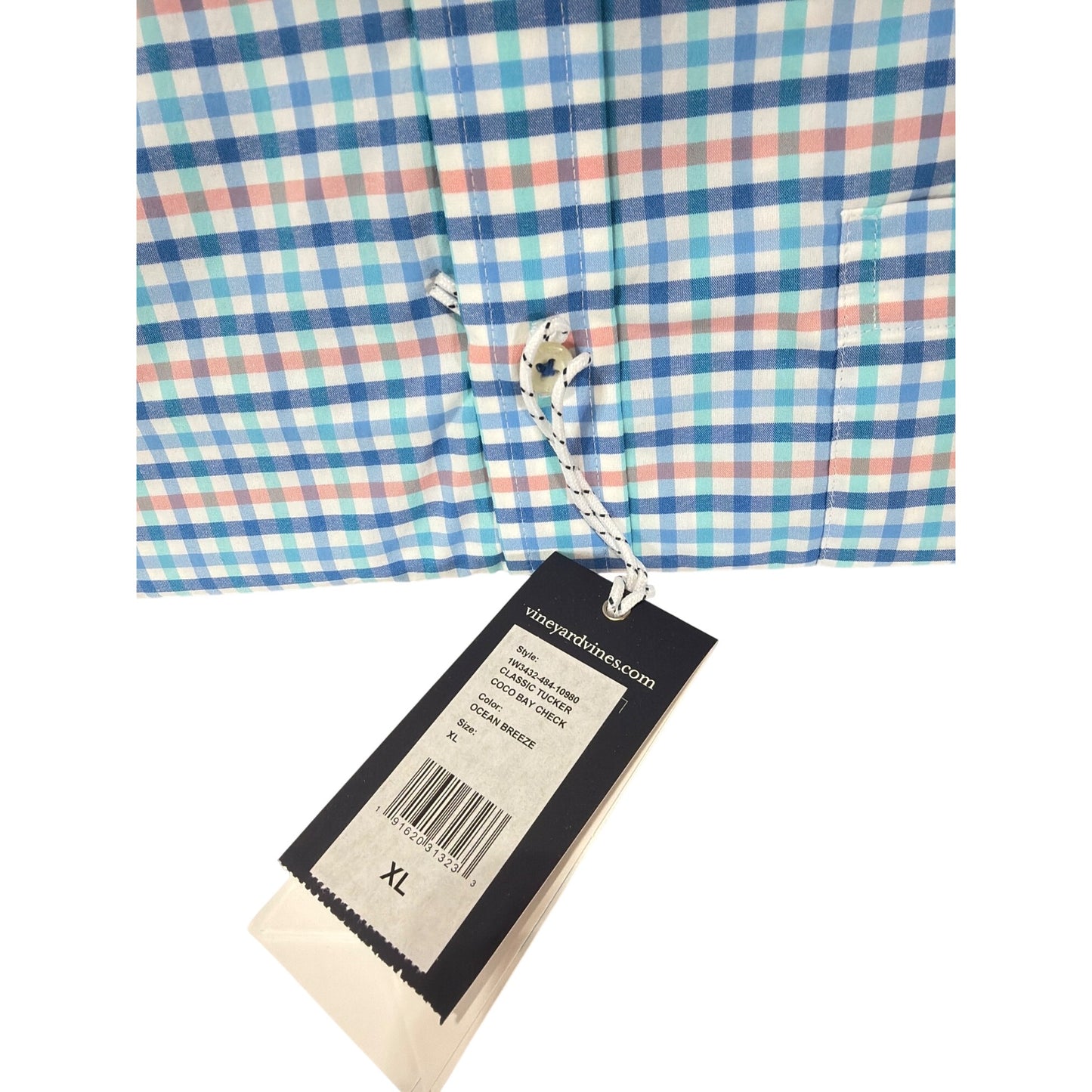 Vineyard Vines Mens Performance Classic Tucker Shirt Ocean Breeze Coco Bay Check XL NWT