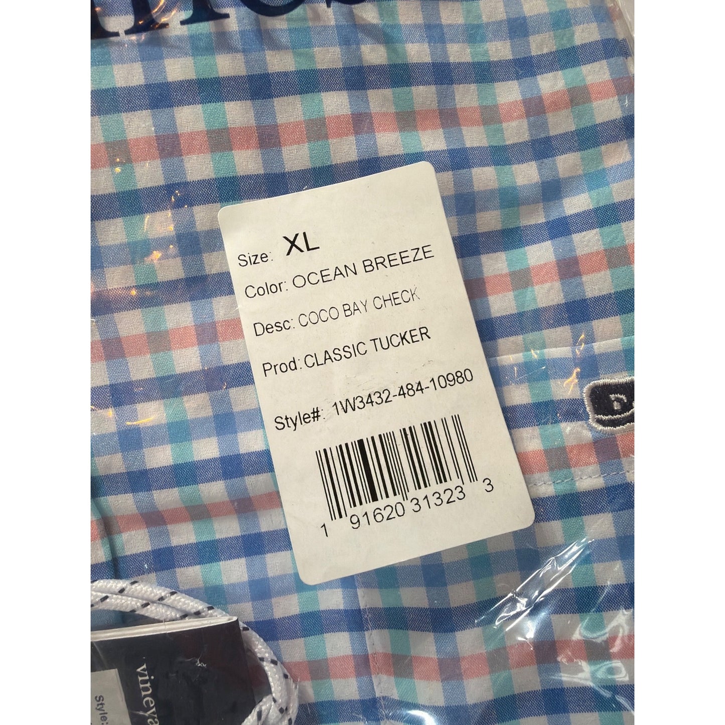 Vineyard Vines Mens Performance Classic Tucker Shirt Ocean Breeze Coco Bay Check XL NWT