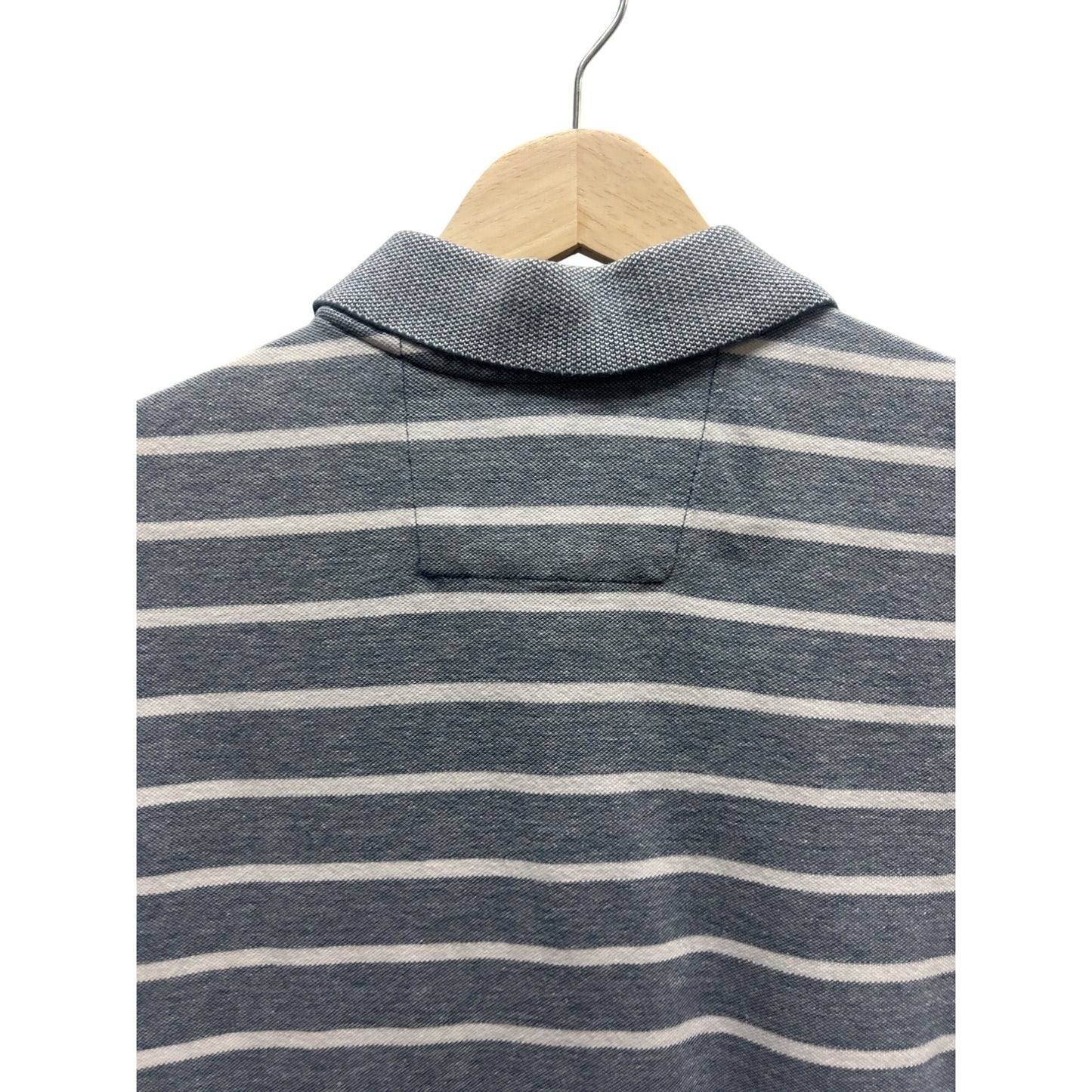 Banana Republic Blue Gray and White Striped Short Sleeve Polo Shirt