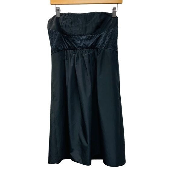 BCBGMaxazria Y2K Strapless Empire Waist Little Black Formal Dress