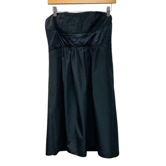 BCBGMaxazria Y2K Strapless Empire Waist Little Black Formal Dress
