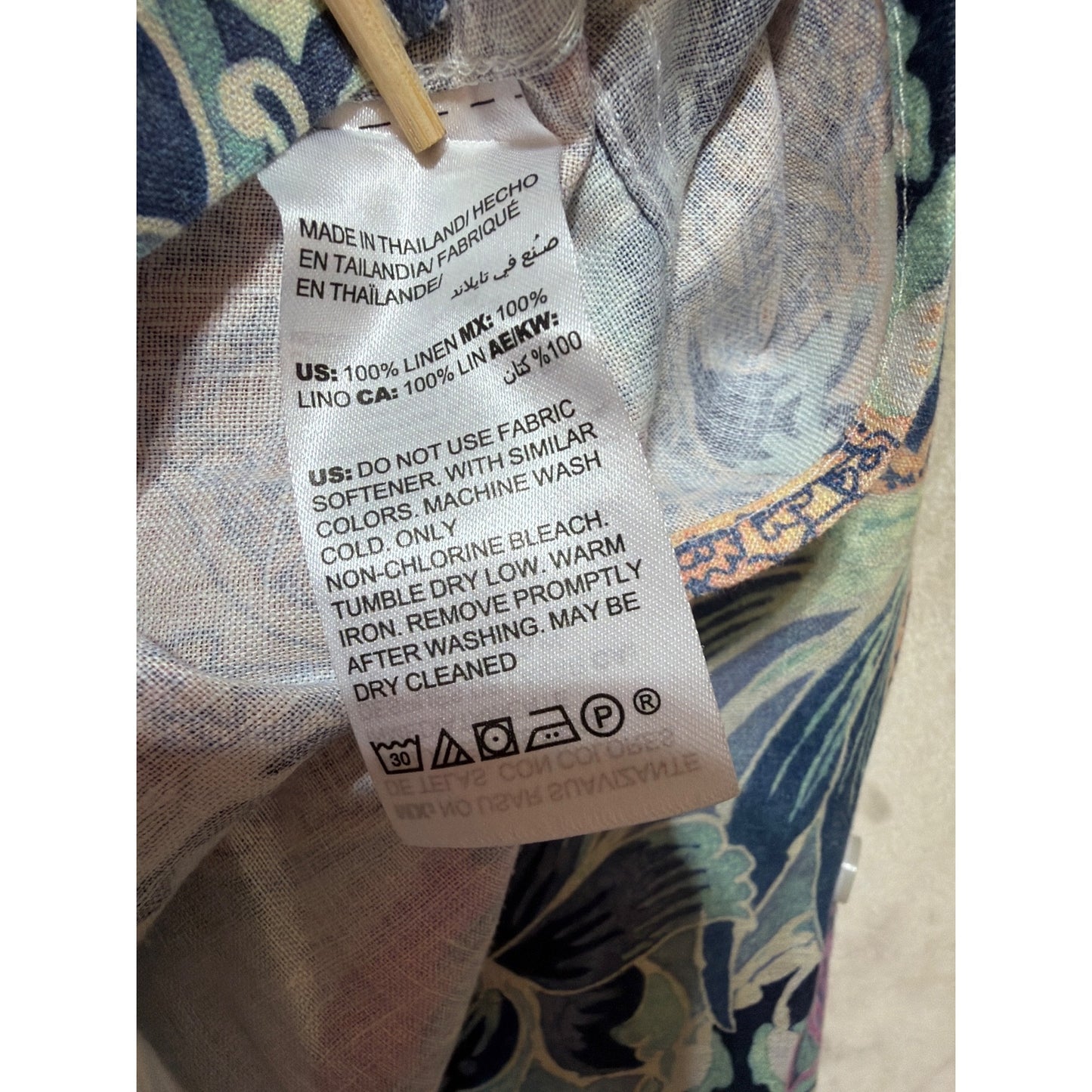 Chico's NWT Floral Paisley Button-Up 100% Linen Shirt Multicolor Roll-Tab Sleeves