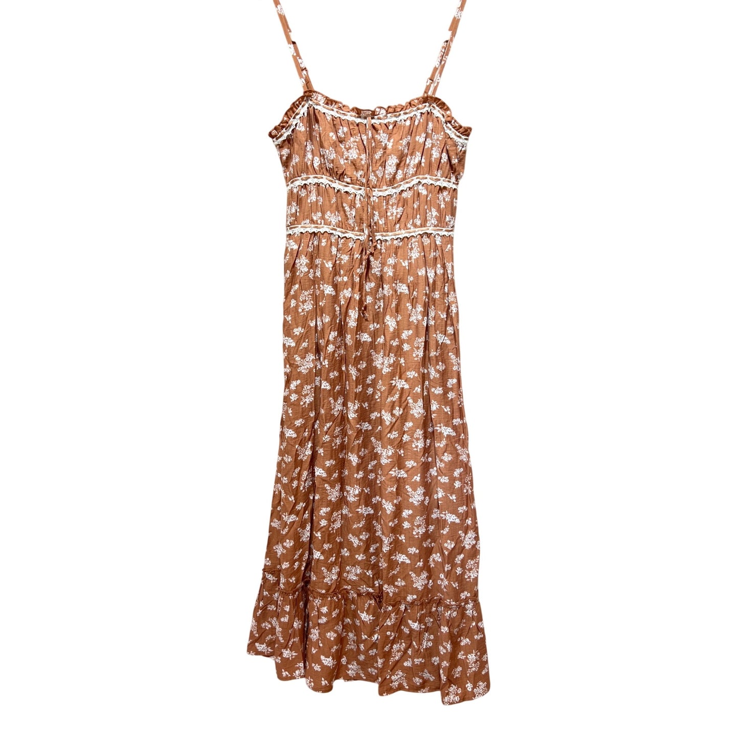 Sincerely Jules NWT Floral Smocked Maxi Dress With Adjustable Straps & Lace Detail - Size Medium