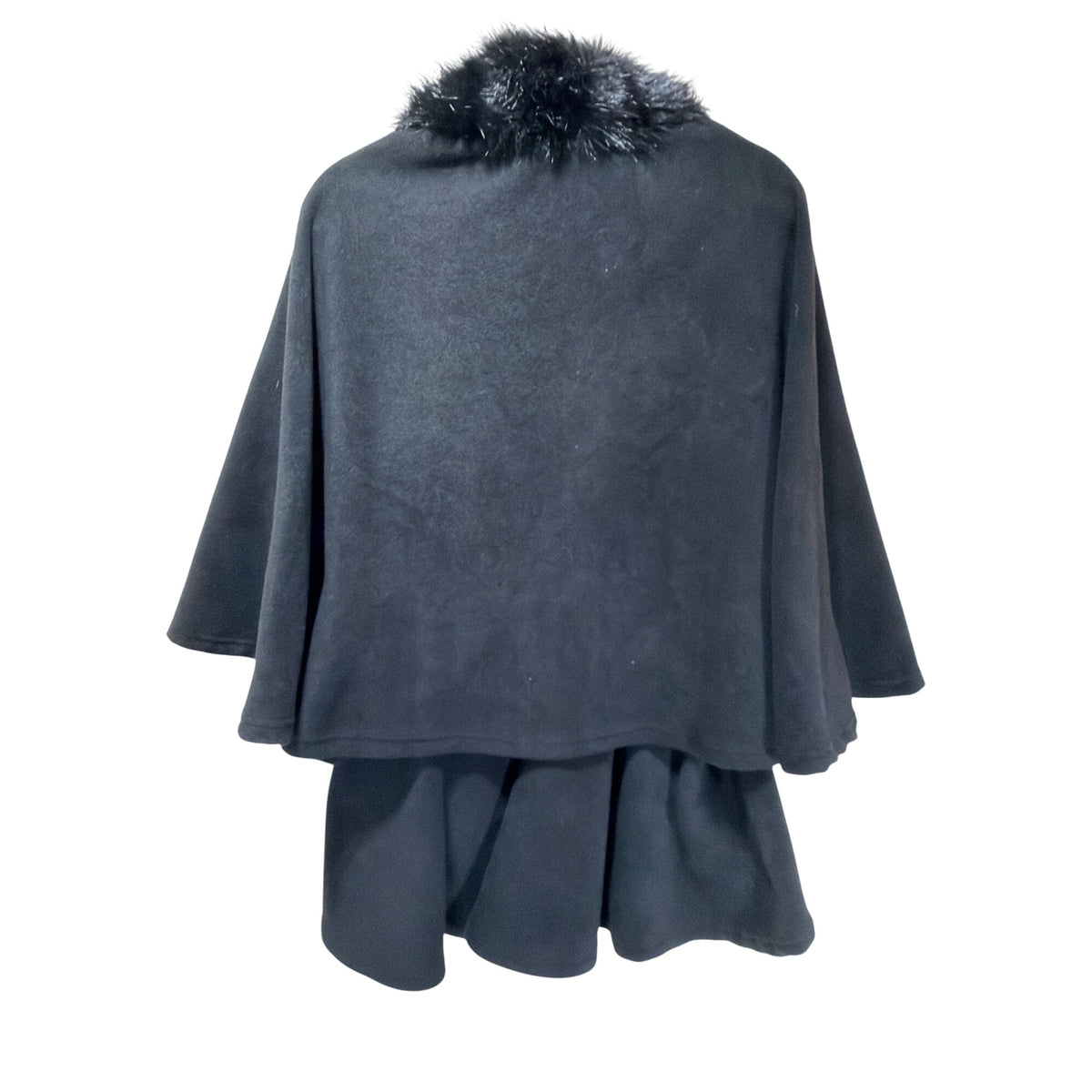 Parkhurst Black Fleece Faux Fur Collar Wrap Cape