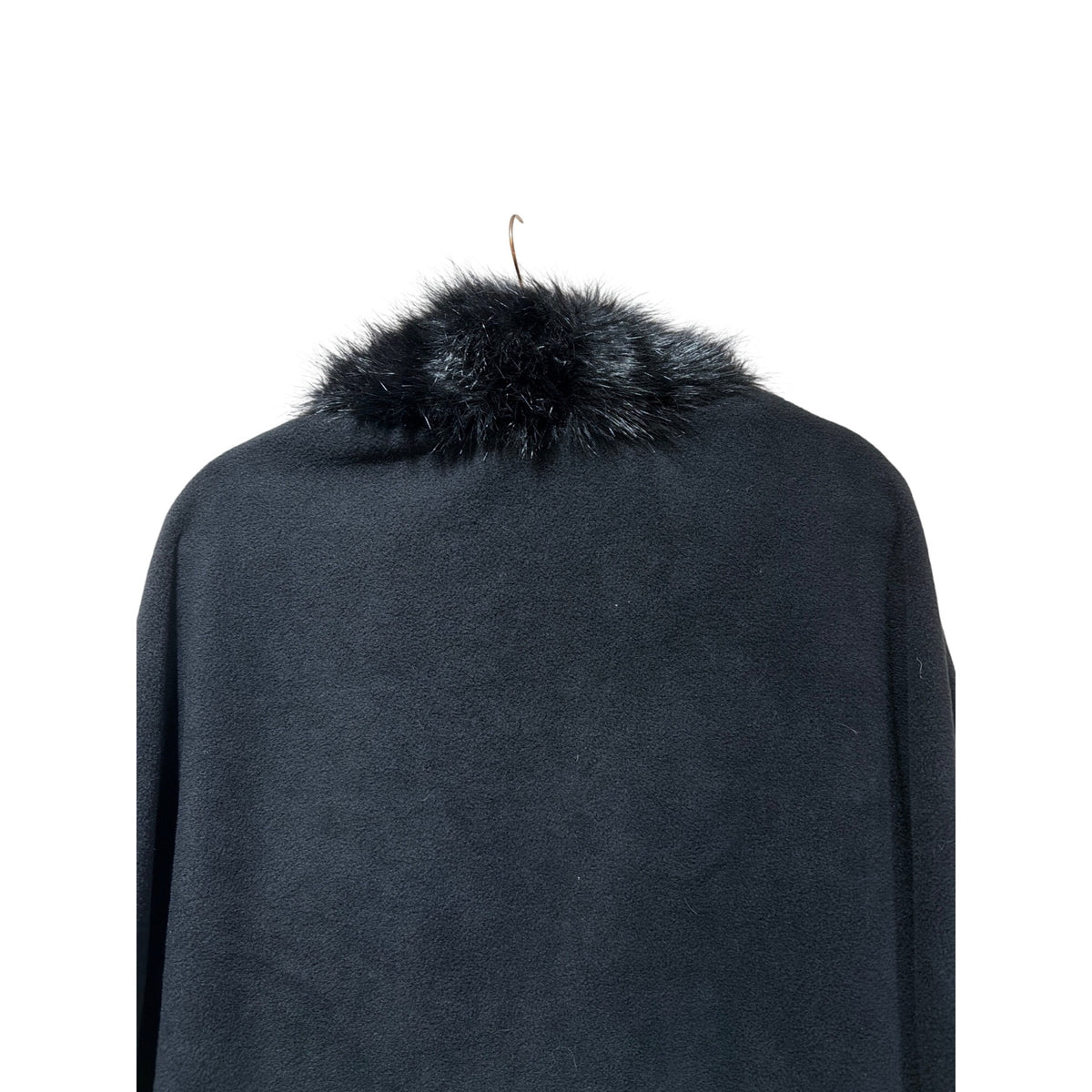 Parkhurst Black Fleece Faux Fur Collar Wrap Cape