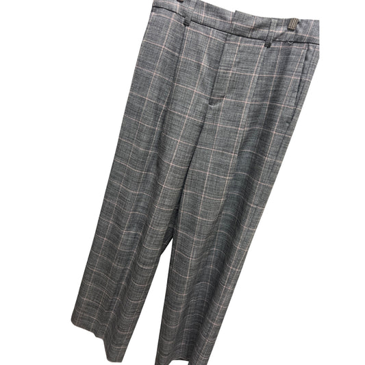 Gap High Rise Wide Leg Gray Plaid Trouser Pants