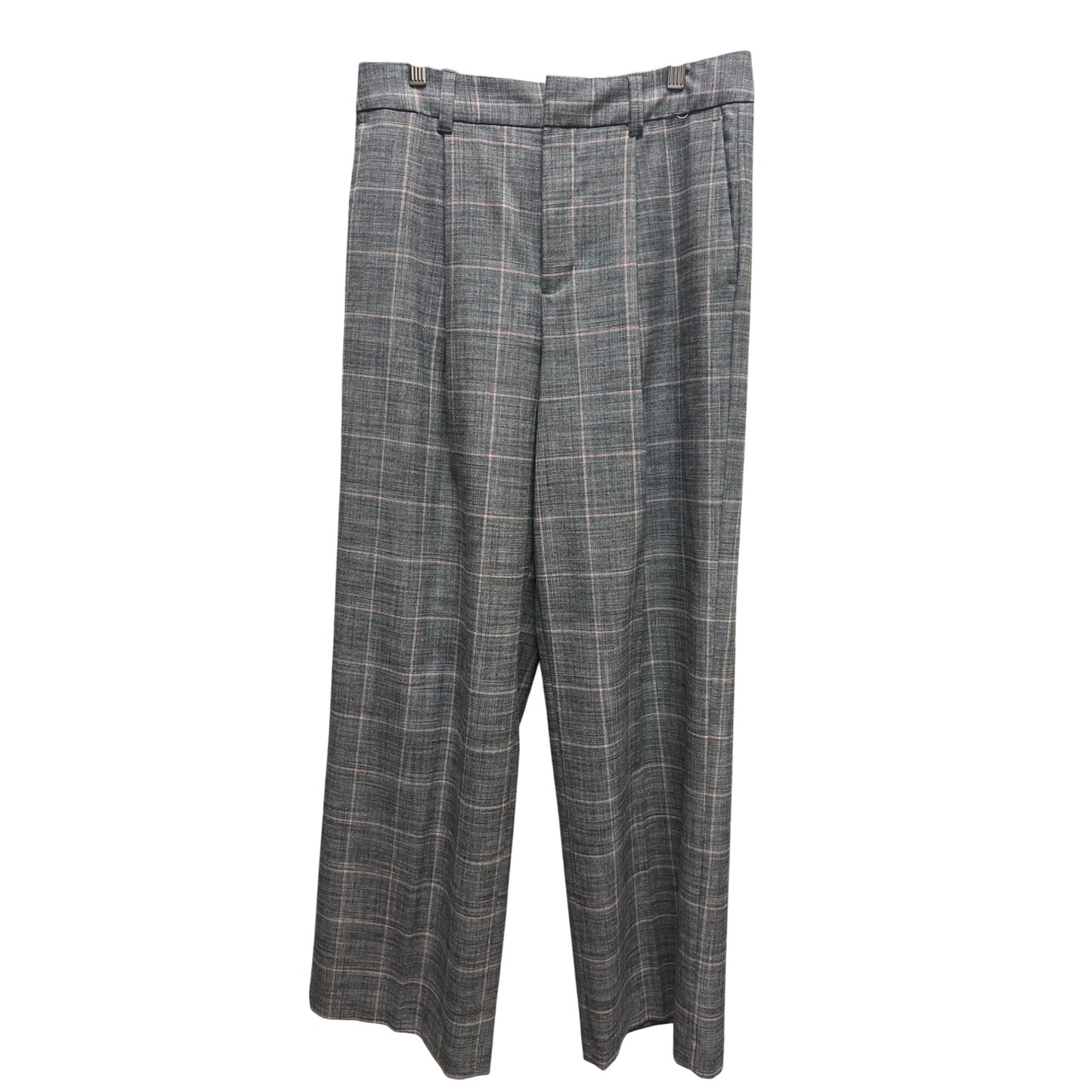 Gap High Rise Wide Leg Gray Plaid Trouser Pants