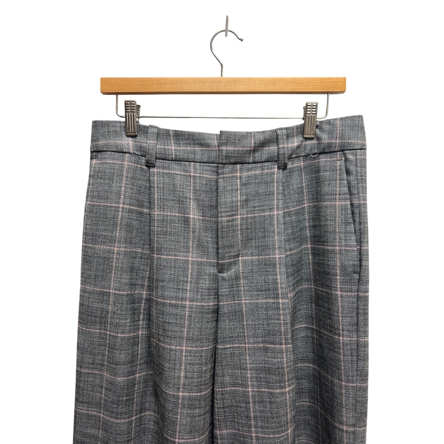 Gap High Rise Wide Leg Gray Plaid Trouser Pants