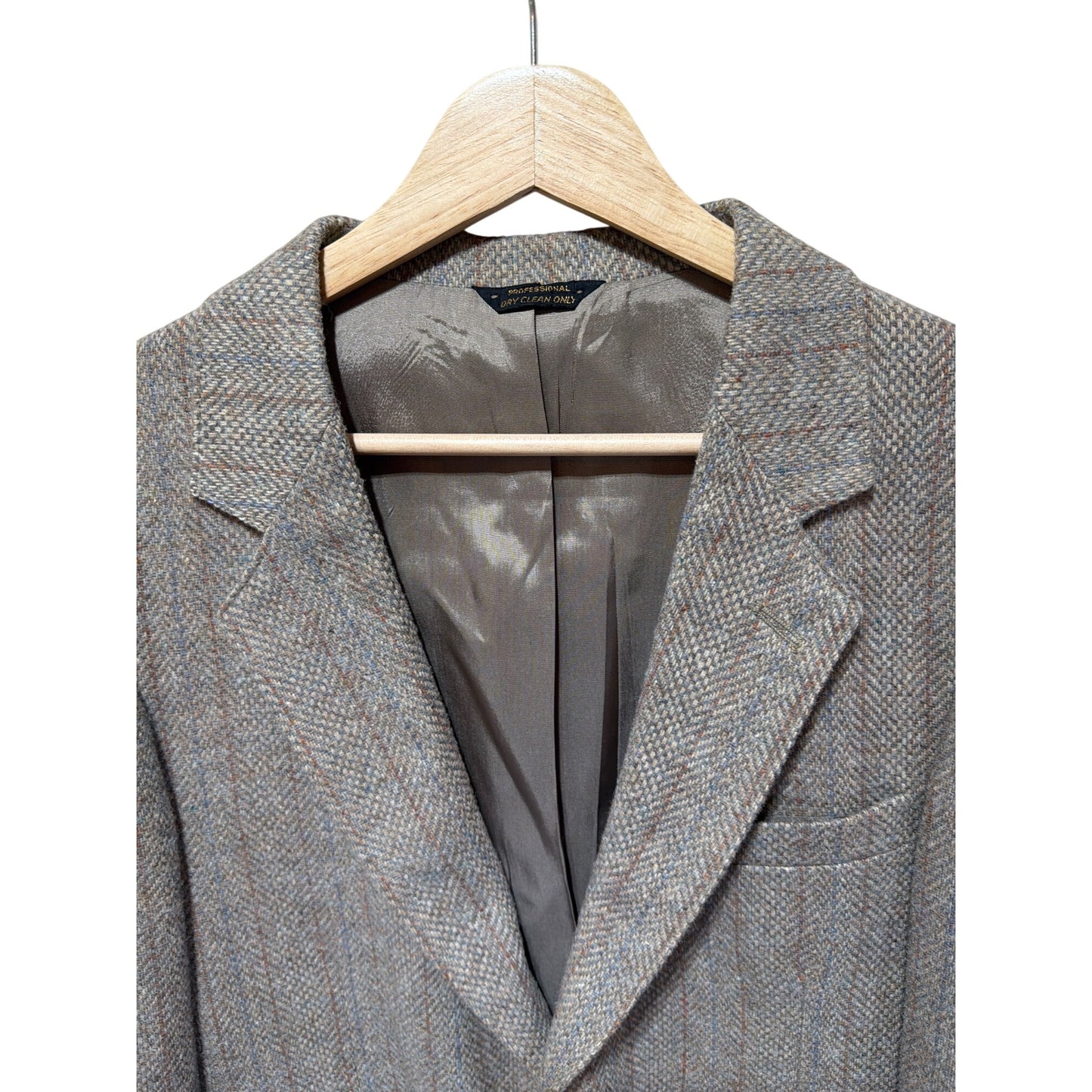 Levis Vintage 70s Trimcut Wool Tweed Herringbone Blazer 38R With Suede Elbow Patches Brown Buttons
