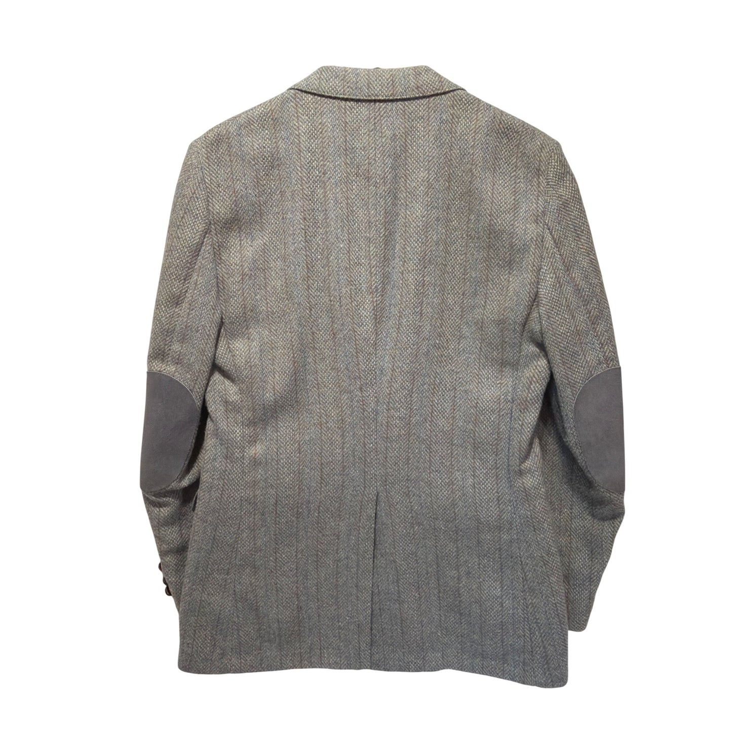 Levis Vintage 70s Trimcut Wool Tweed Herringbone Blazer 38R With Suede Elbow Patches Brown Buttons