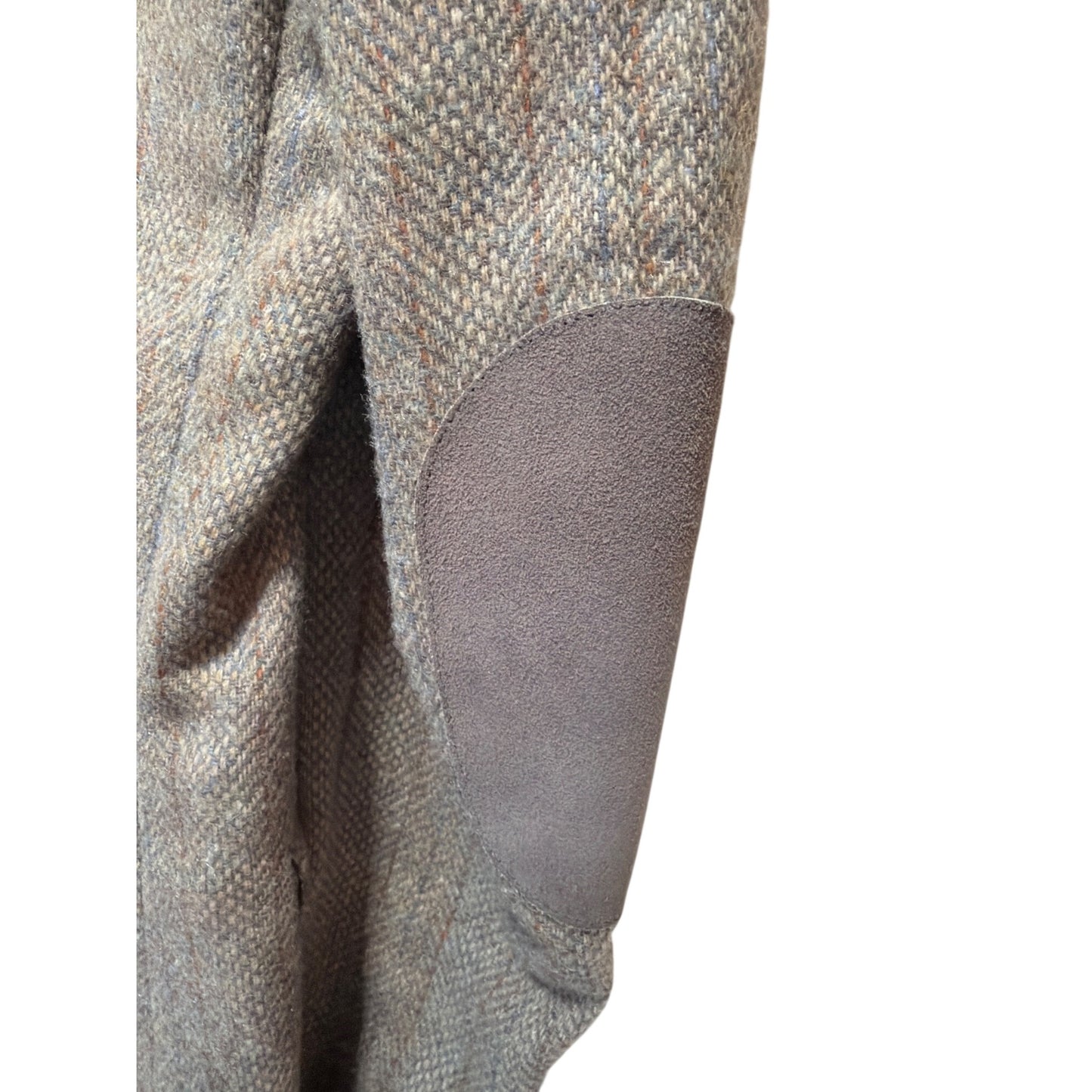 Levis Vintage 70s Trimcut Wool Tweed Herringbone Blazer 38R With Suede Elbow Patches Brown Buttons