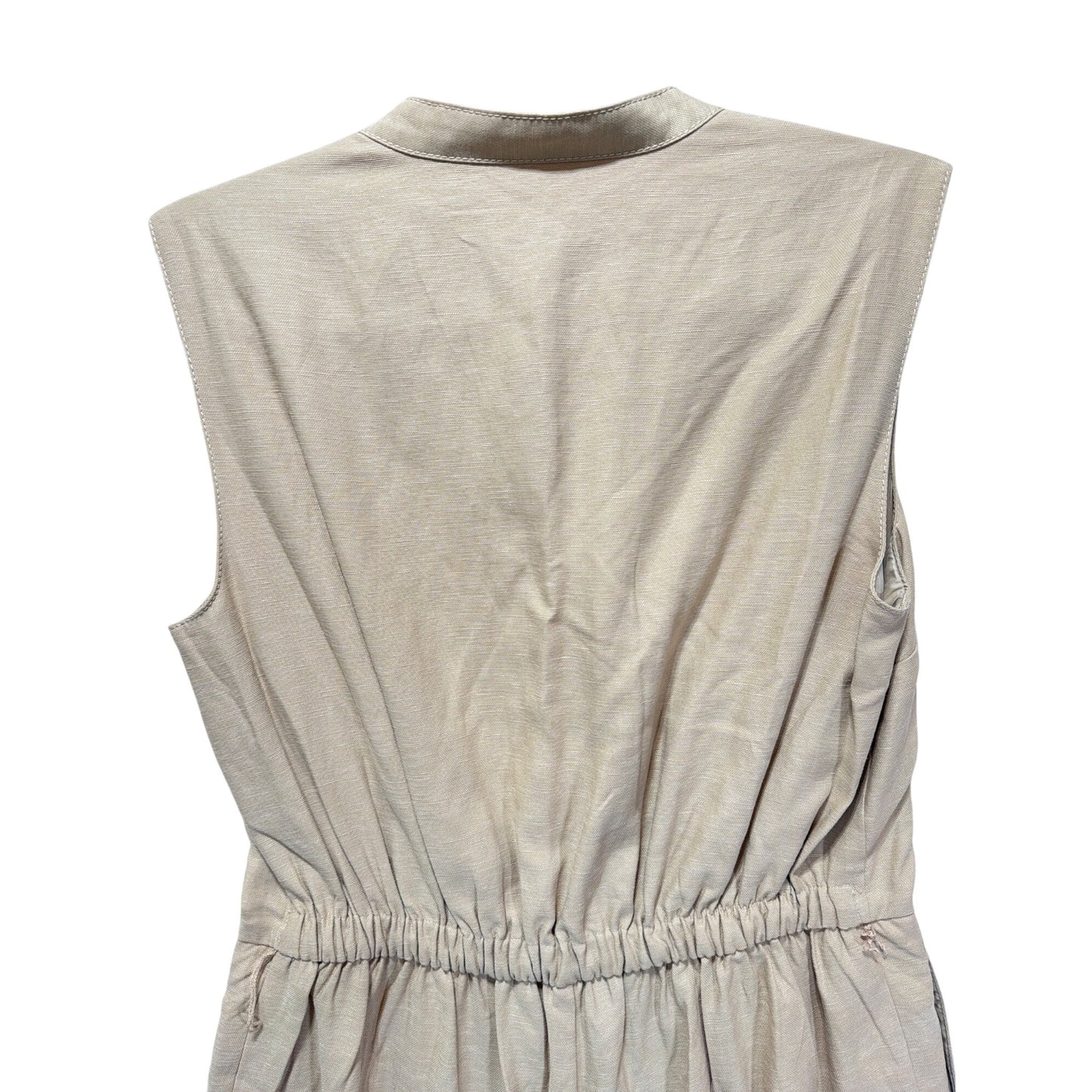 Ann Taylor NWT Linen Blend Wide Leg Sleeveless Button Jumpsuit In Neutral Beige Size 8P