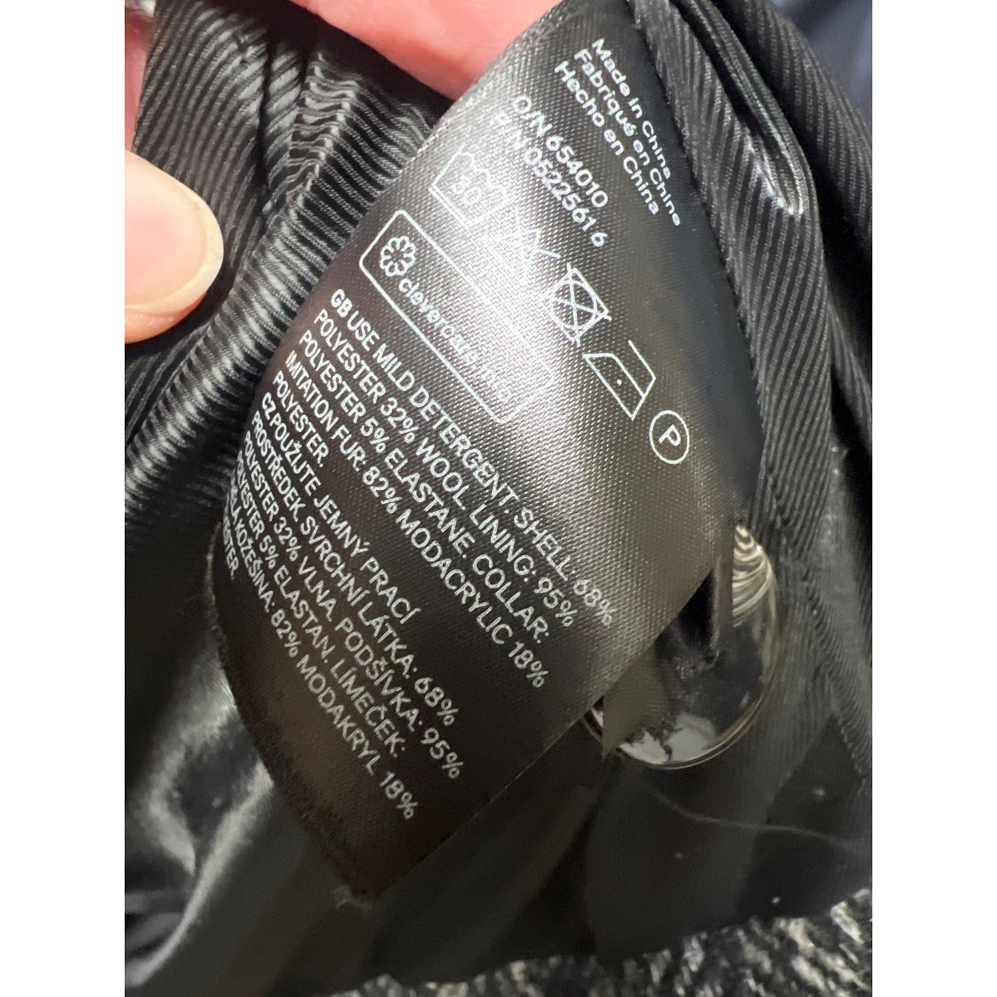 H&M Wool Blend Faux Fur Collar Tweed Overcoat