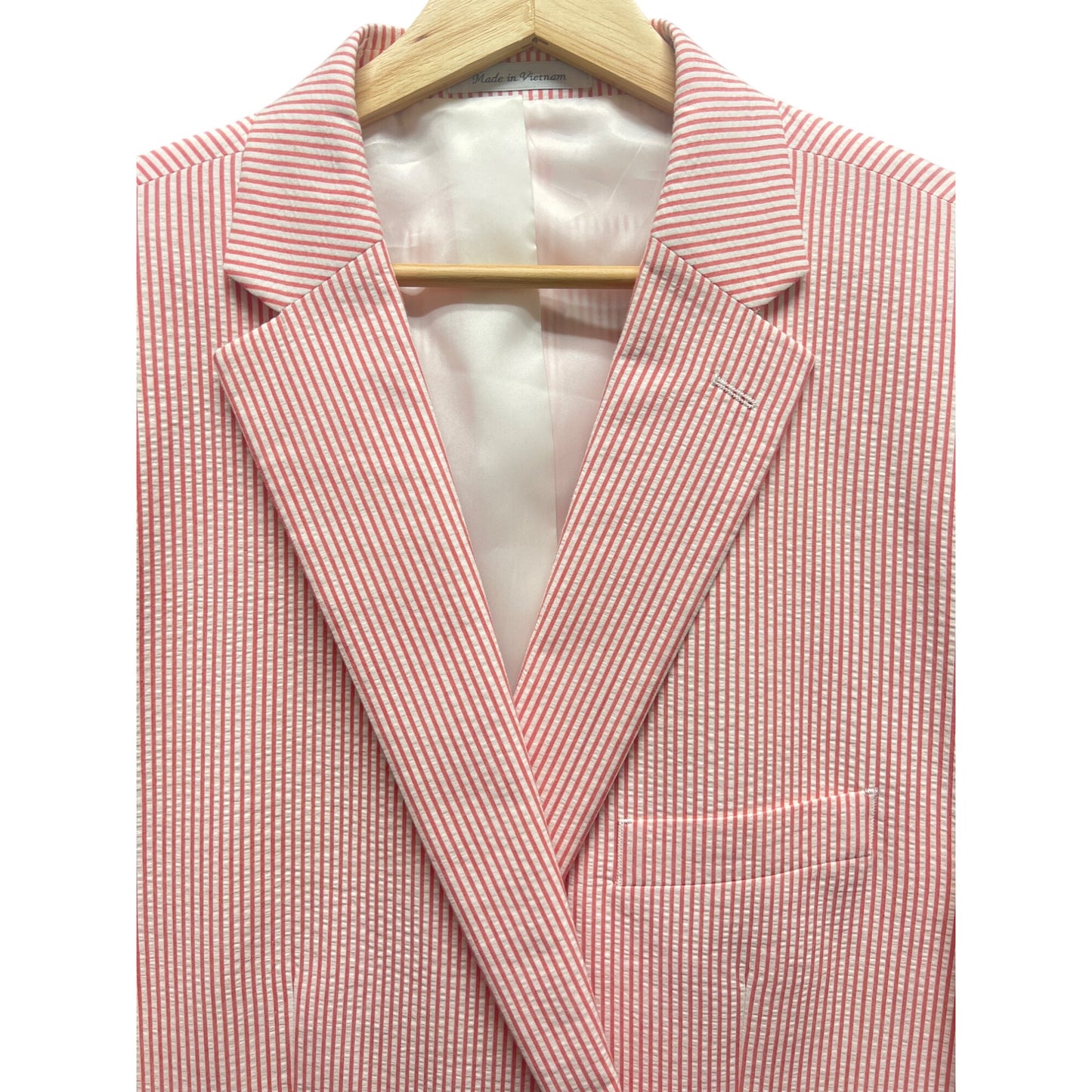 Chaps NWOT Pink & White Striped Seersucker Blazer