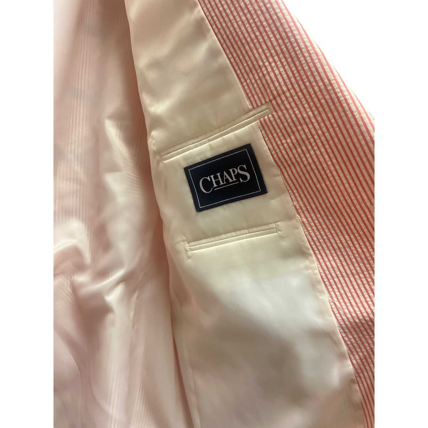 Chaps NWOT Pink & White Striped Seersucker Blazer