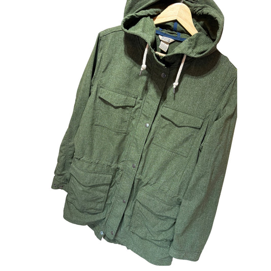 Duluth Trading Co Mist Master Jacket Green Hooded Utility Coat Large