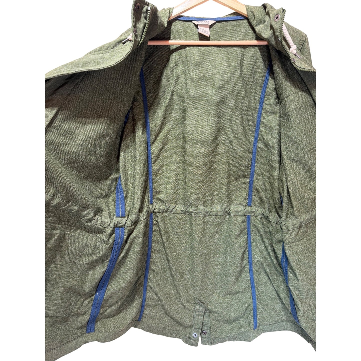 Duluth Trading Co Mist Master Jacket Green Hooded Utility Coat Large