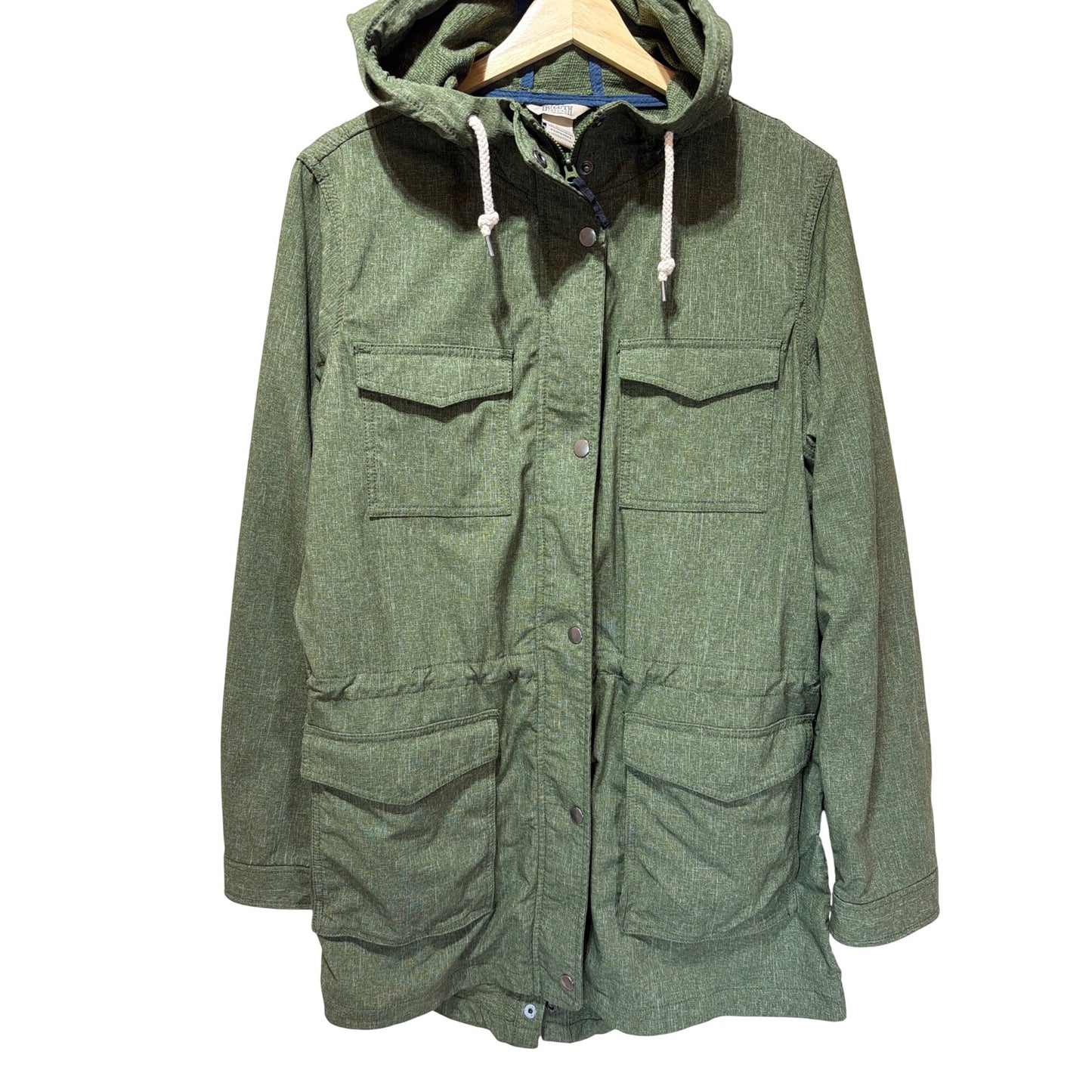Duluth Trading Co Mist Master Jacket Green Hooded Utility Coat Large