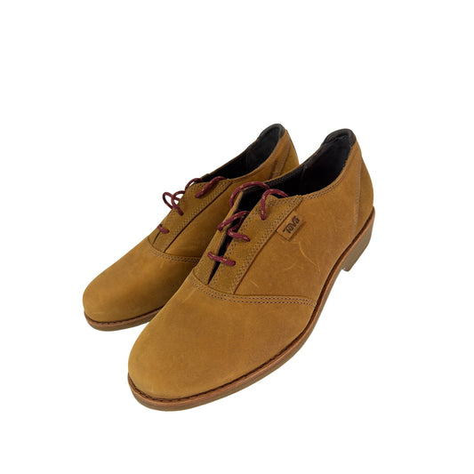 Teva NWOT De La Vina Dos Bison Tan Leather Oxford Shoes With Red Laces