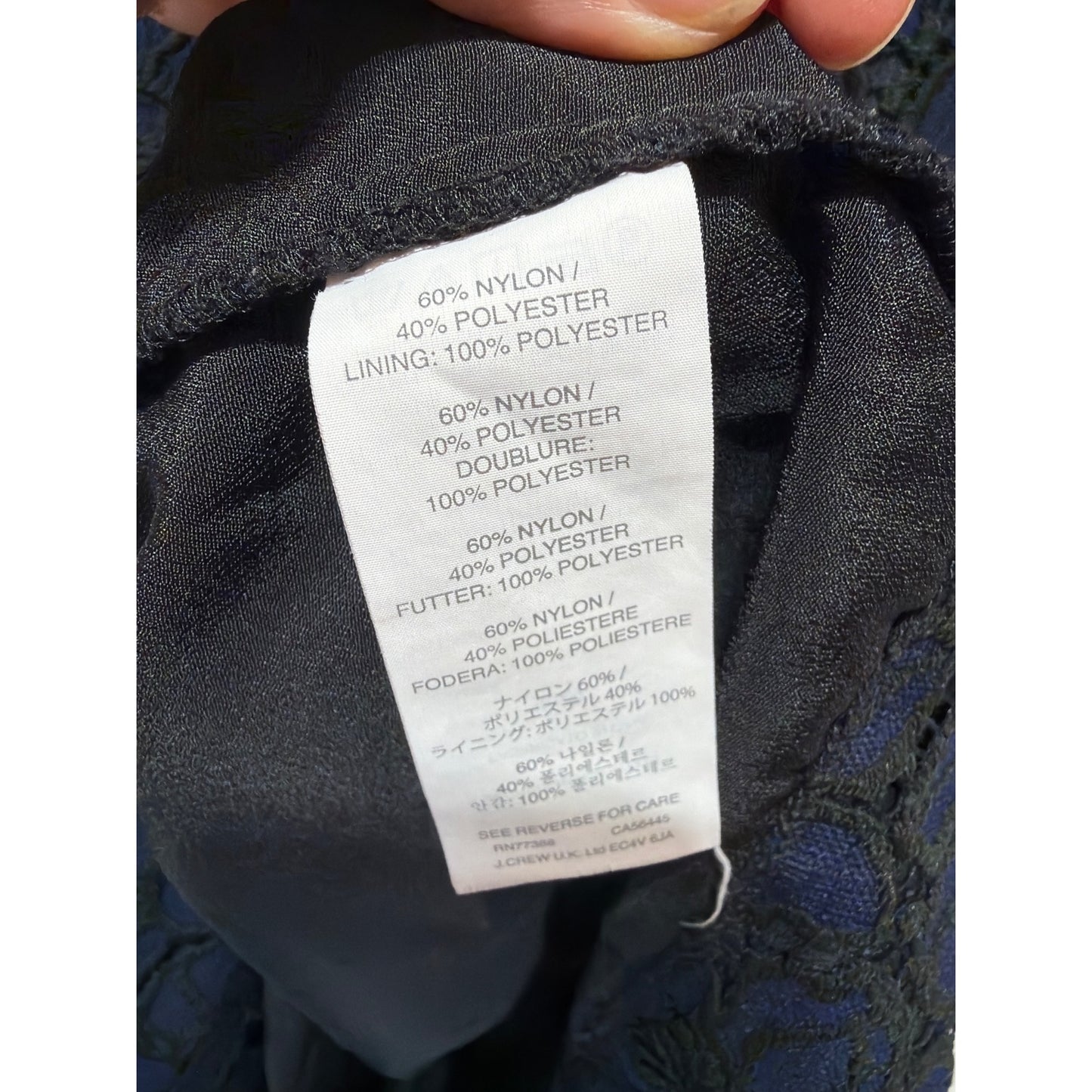 J. Crew Black & Navy Floral Lace V-Neck Shift Dress Size 2
