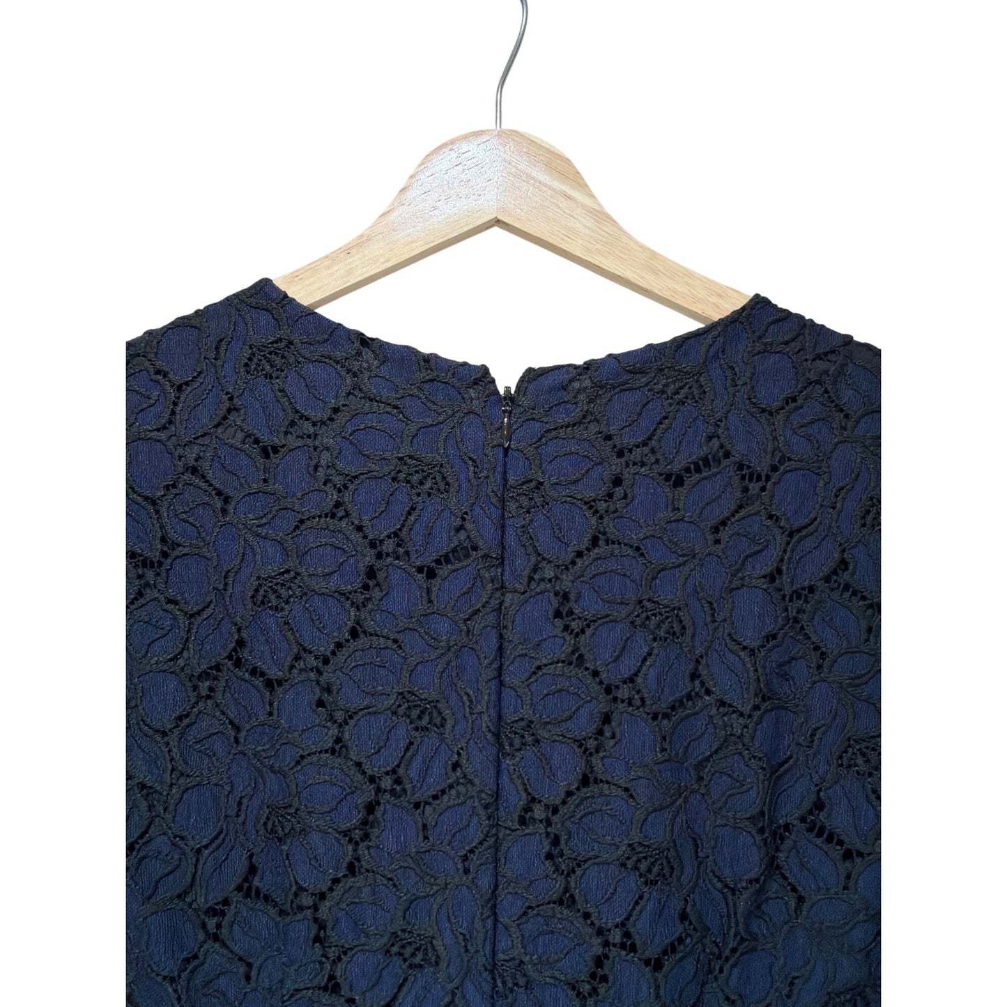 J. Crew Black & Navy Floral Lace V-Neck Shift Dress Size 2