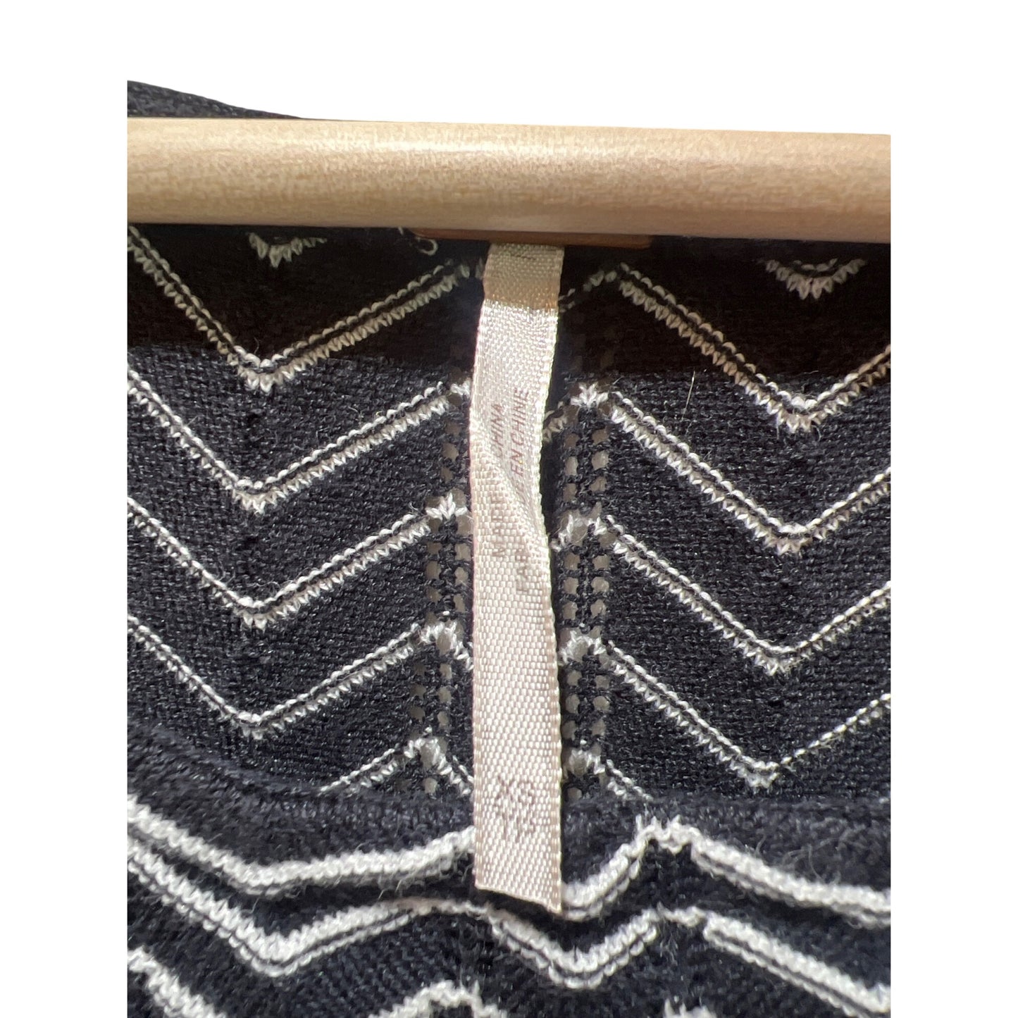 Free People Black and White Knit Chevron Pattern Flared Sleeve Tunic Dress  Womens XS