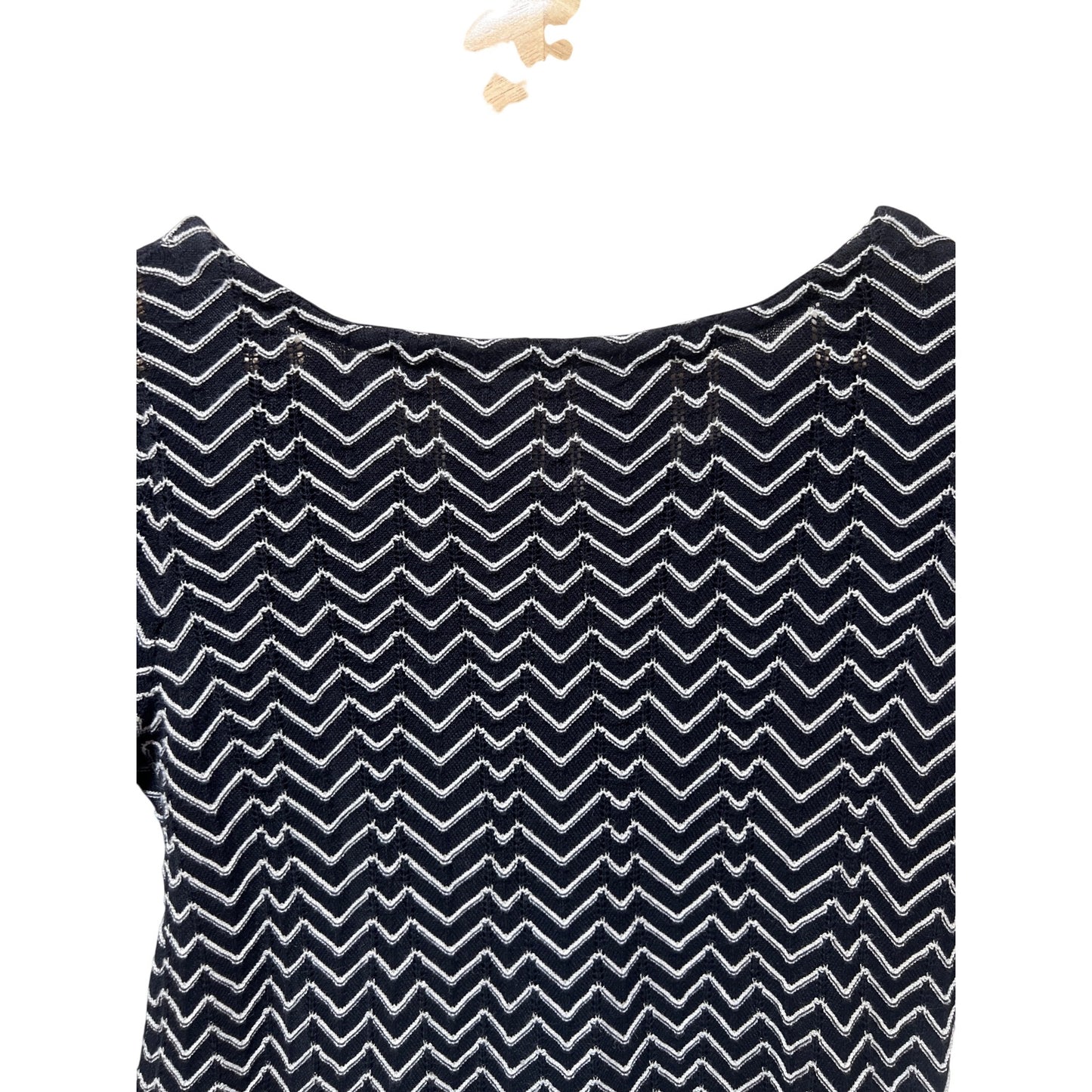 Free People Black and White Knit Chevron Pattern Flared Sleeve Tunic Dress  Womens XS