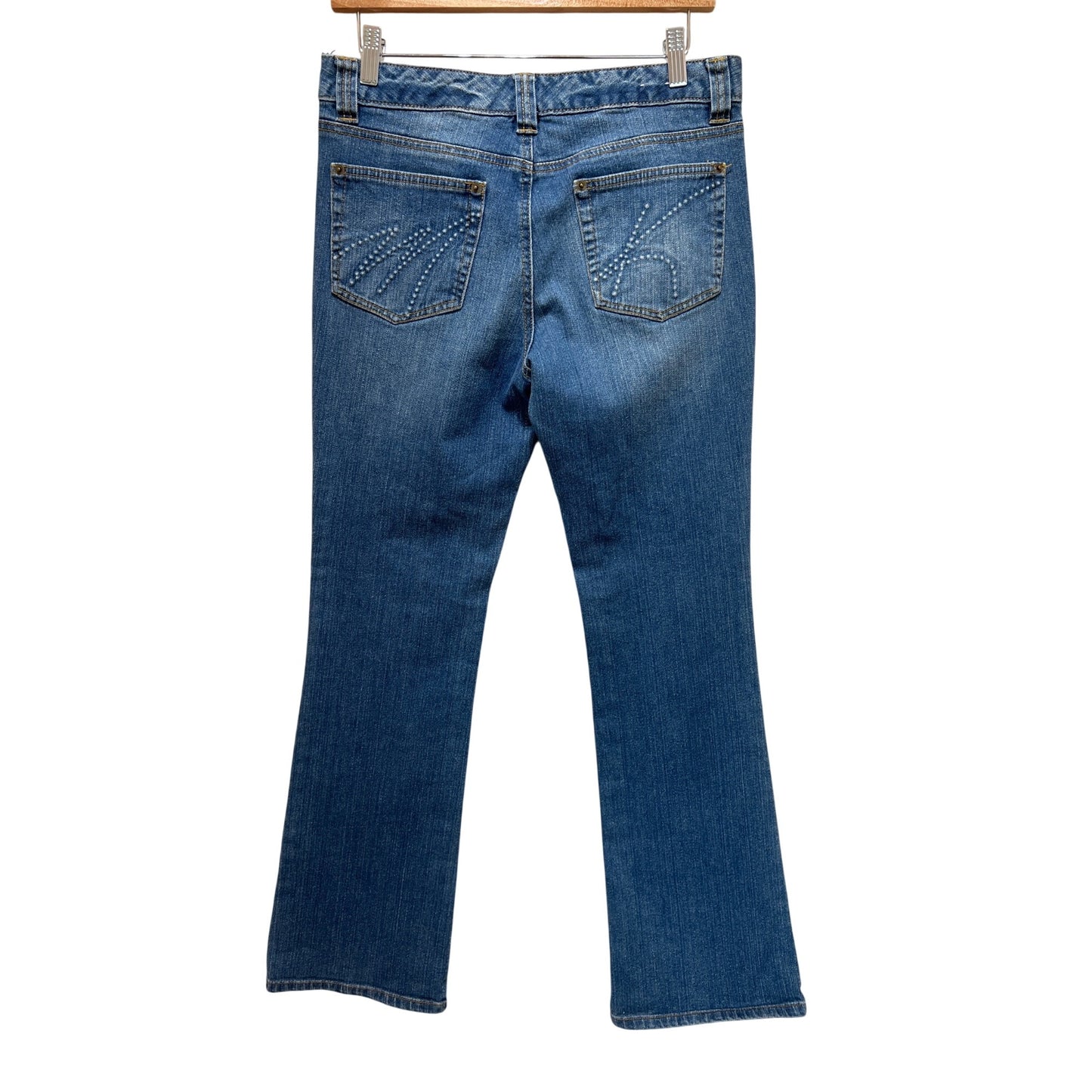 Michael Kors Womens Blue Embellished Pocket Bootcut Jeans Size 6