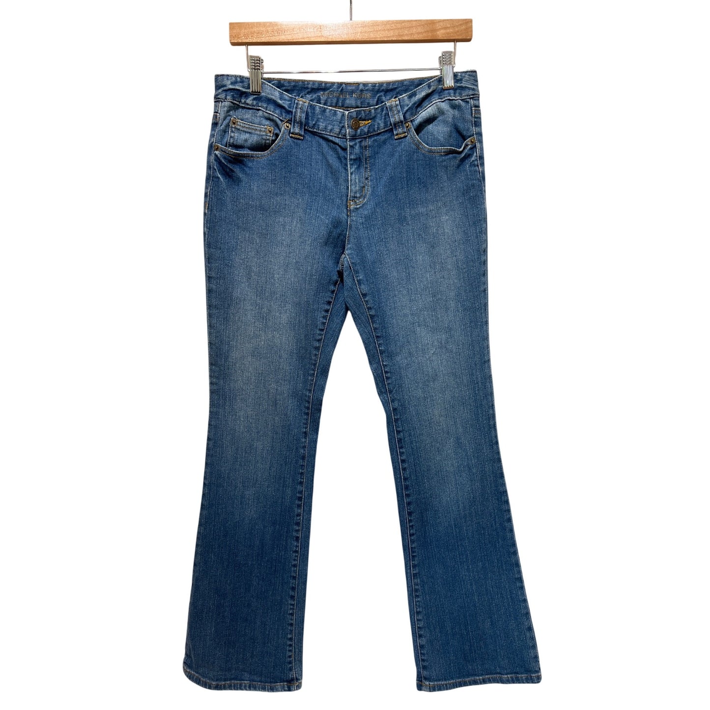 Michael Kors Womens Blue Embellished Pocket Bootcut Jeans Size 6