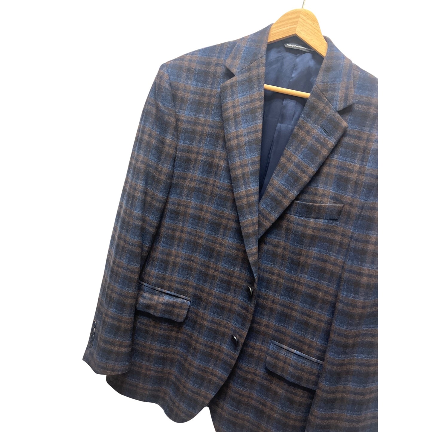 Copply Reda 1883 100% Wool Navy and Plaid Blazer Suit Jacket