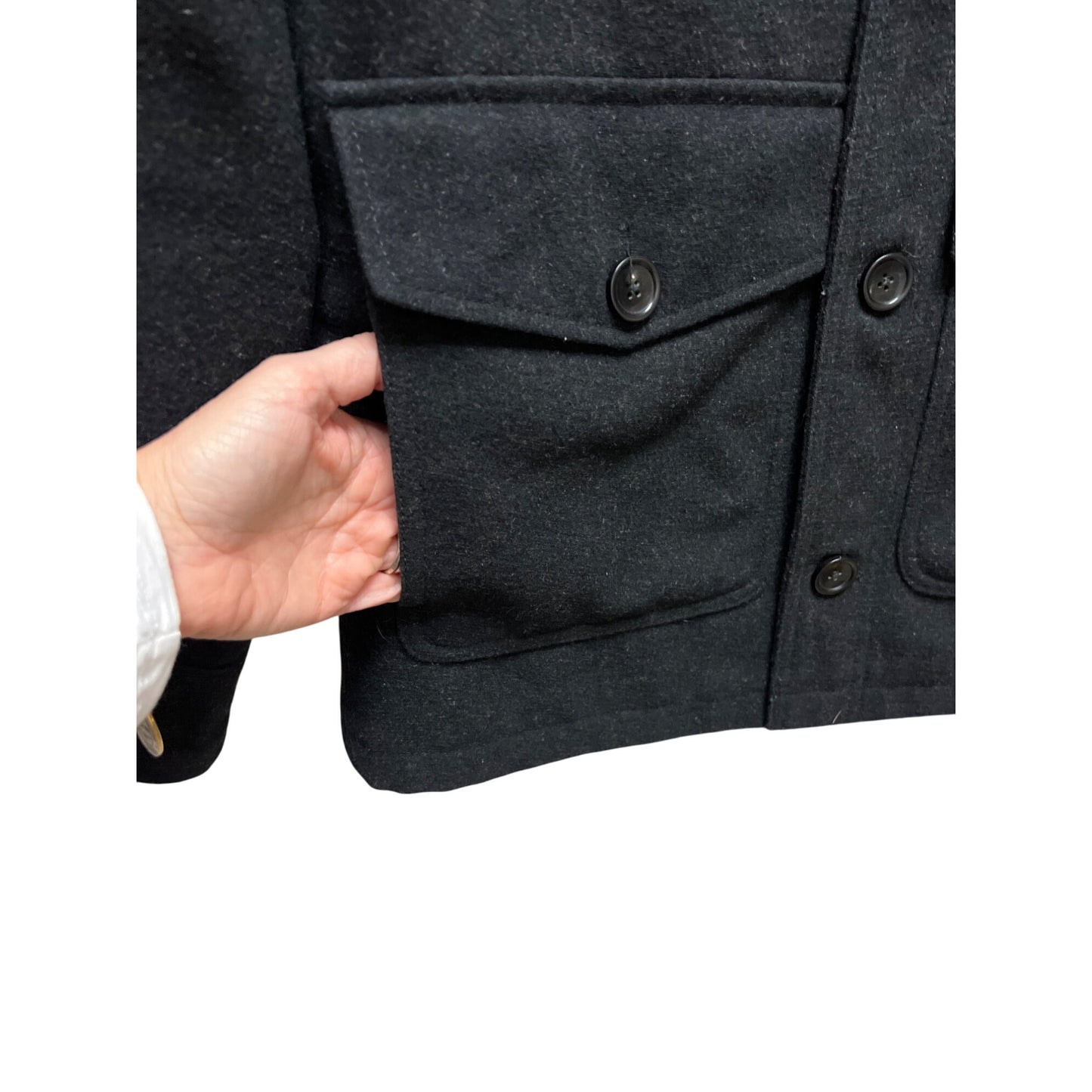 Banana Republic Mens Black Wool-Blend Button-Up Jacket With Pockets Size S