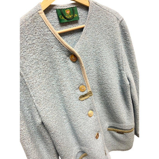 Giesswein Vintage 90's Blue Wool Cardigan Jacket Coatigan