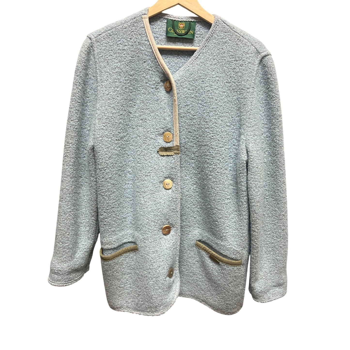 Giesswein Vintage 90's Blue Wool Cardigan Jacket Coatigan