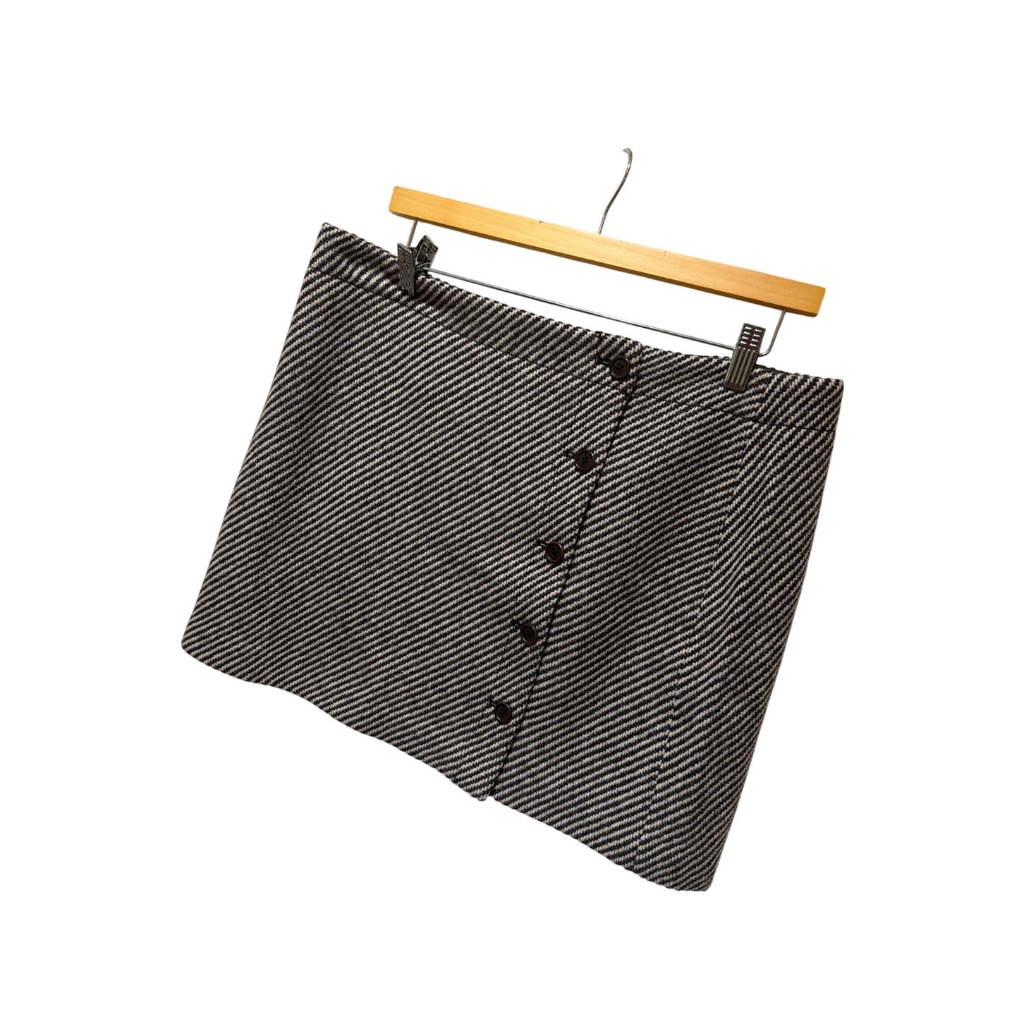 J.Crew NWT Womens Brown & Ivory Herringbone Wool Mini Skirt Size 14 Button Front Fully Lined Size 8