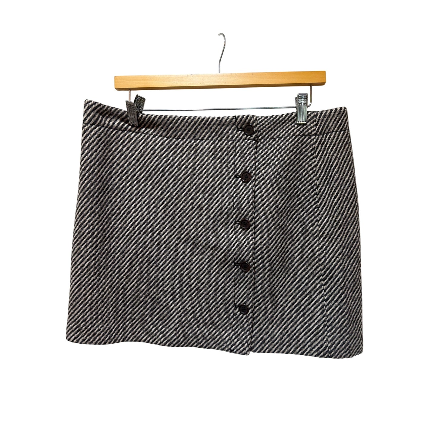 J.Crew NWT Womens Brown & Ivory Herringbone Wool Mini Skirt Size 14 Button Front Fully Lined Size 8