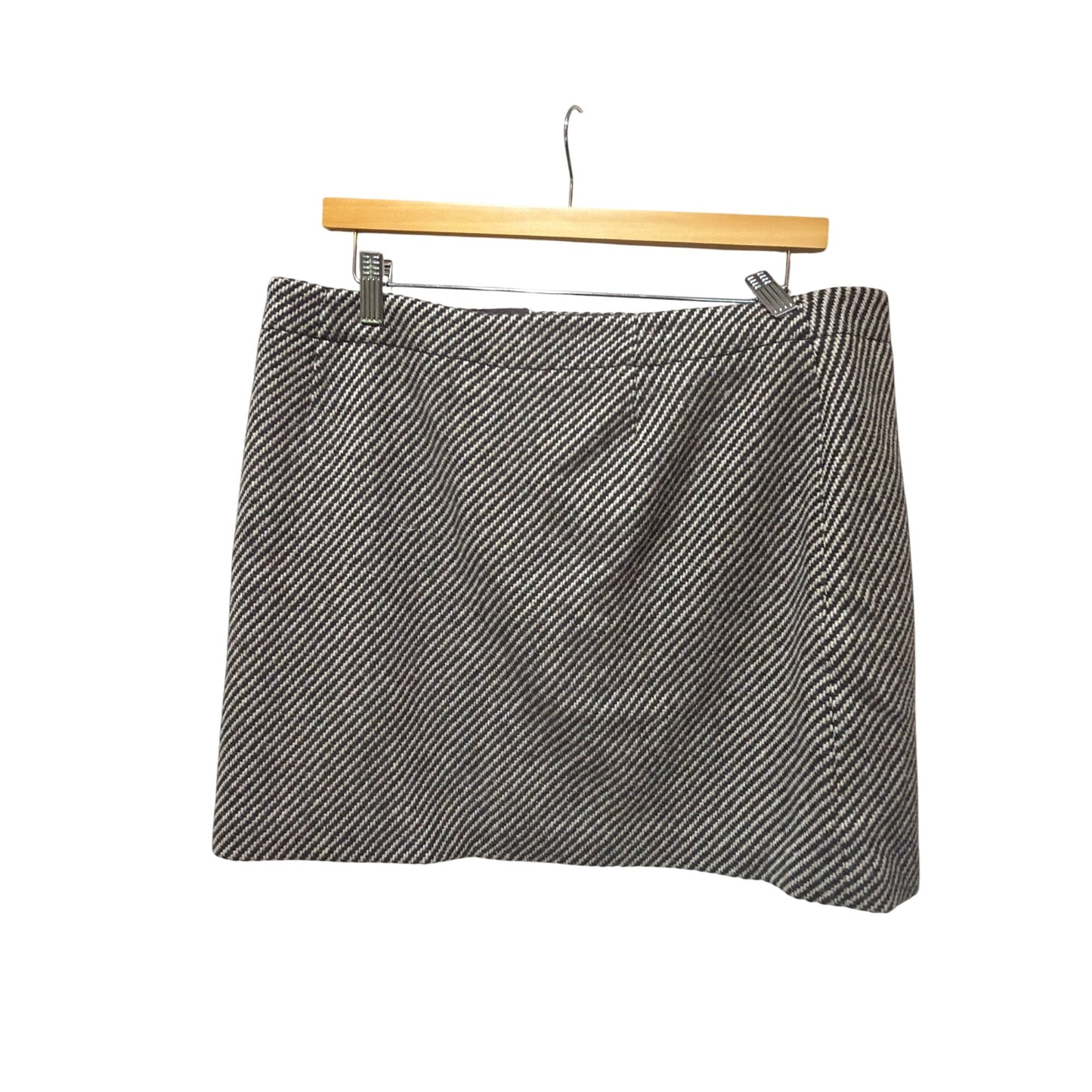 J.Crew NWT Womens Brown & Ivory Herringbone Wool Mini Skirt Size 14 Button Front Fully Lined Size 8