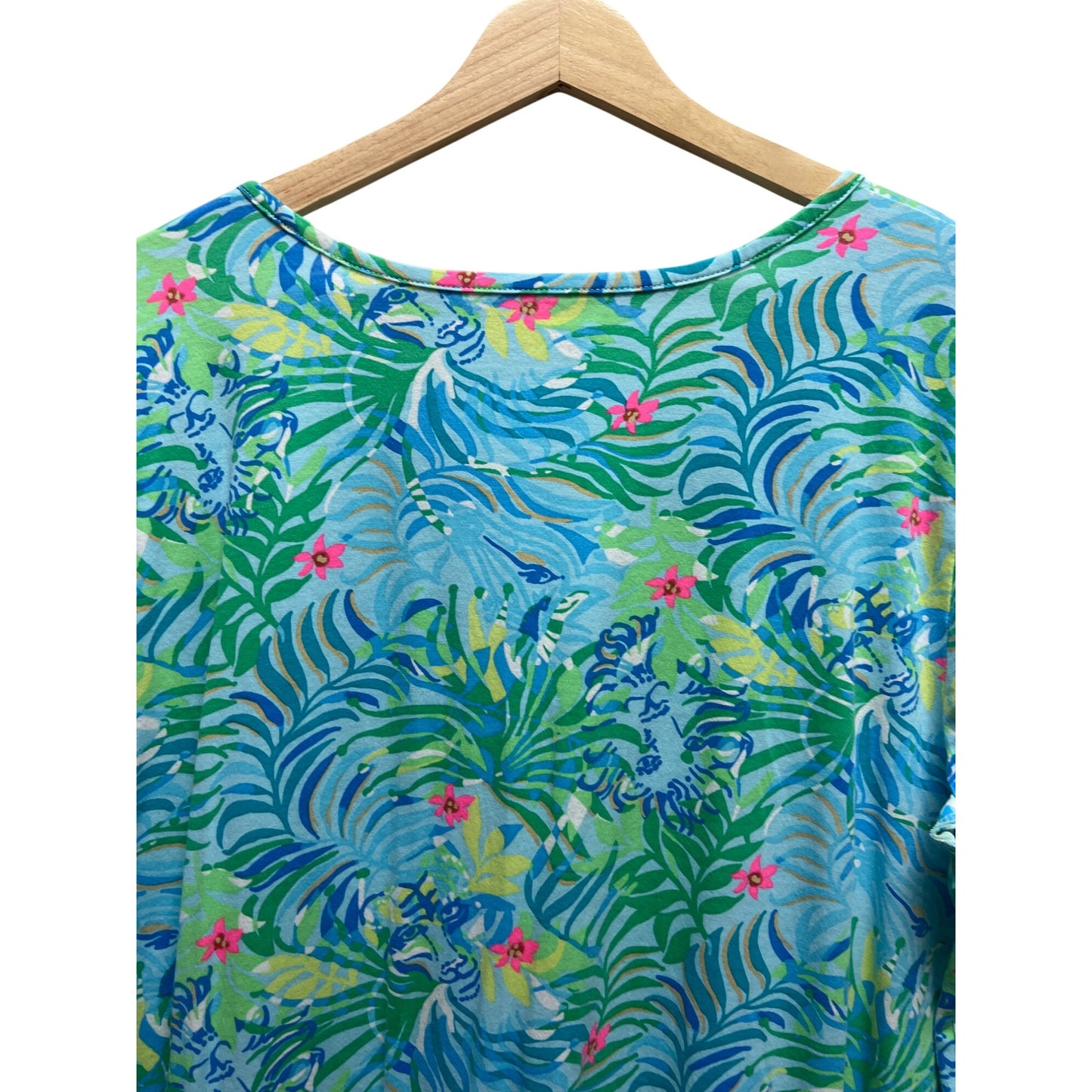 Lilly Pulitzer Green and Blue Floral Etta V-Neck Via Parigi Dress