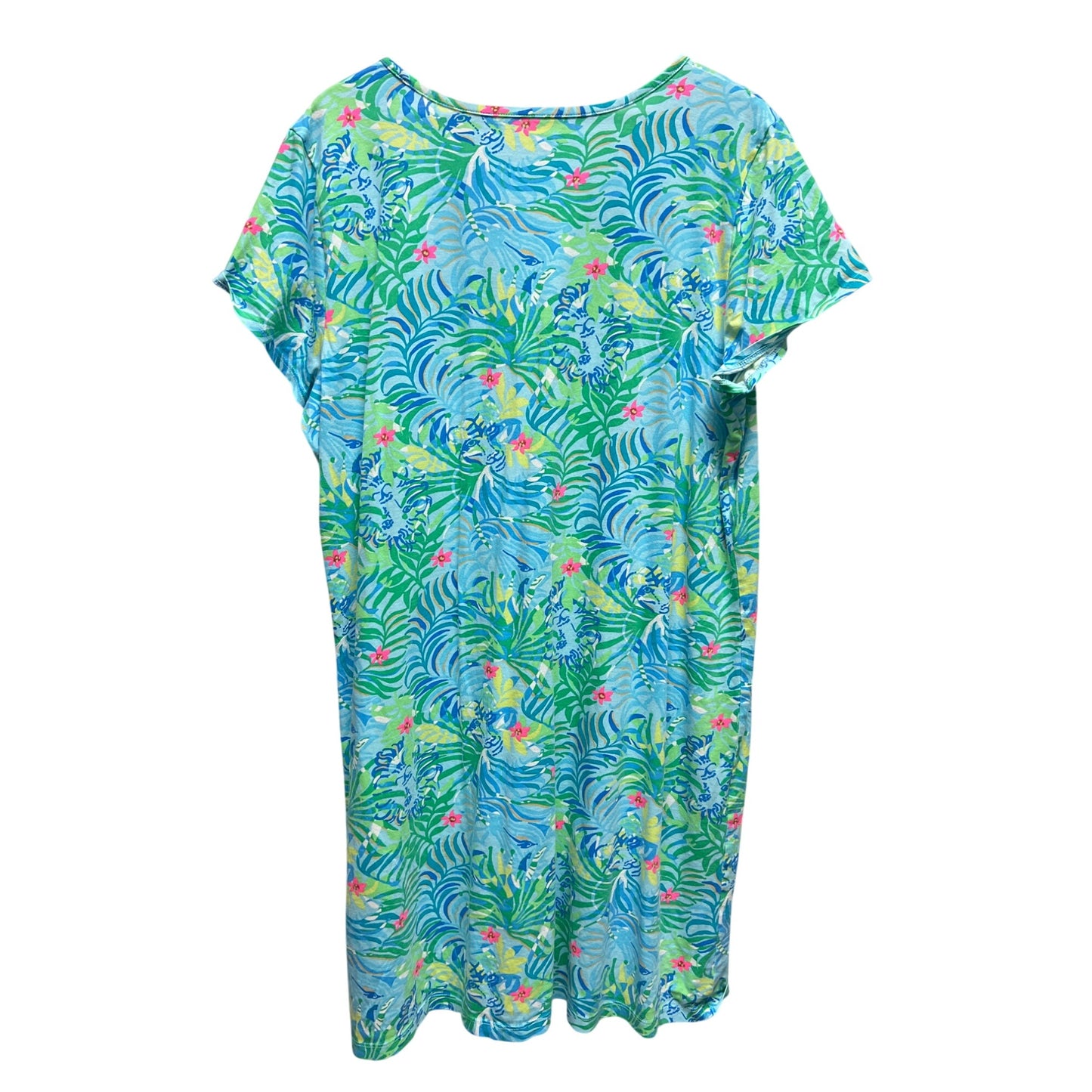 Lilly Pulitzer Green and Blue Floral Etta V-Neck Via Parigi Dress