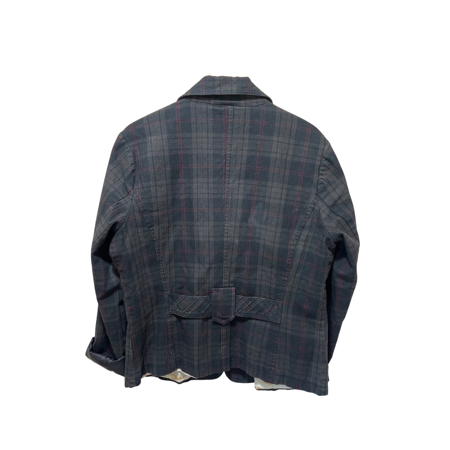 Natural Reflections Womens Plaid Button-Up Blazer Jacket With Pockets & Scenic Inner Lining Size M 100% Cotton