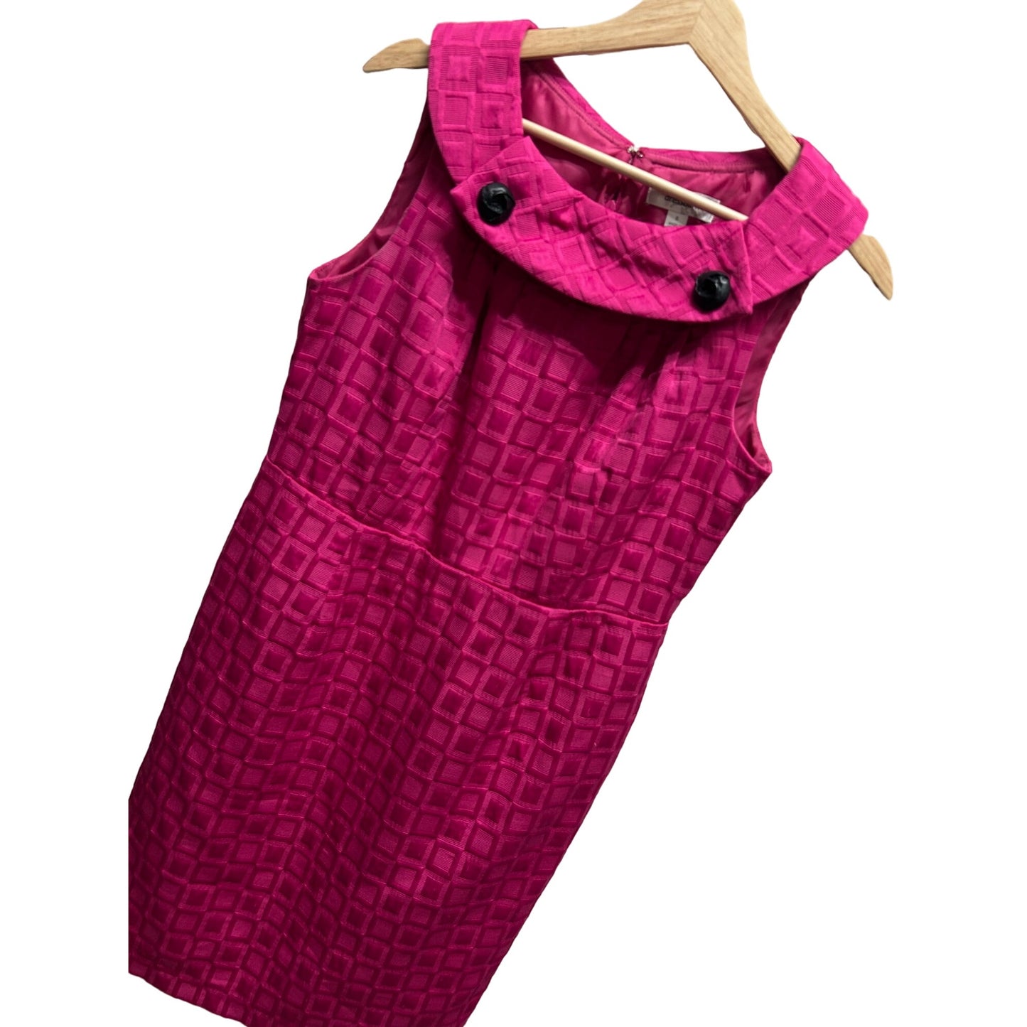 Dress Barn Magenta Pink Sleeveless Textured Dress With Button Detail Size 8