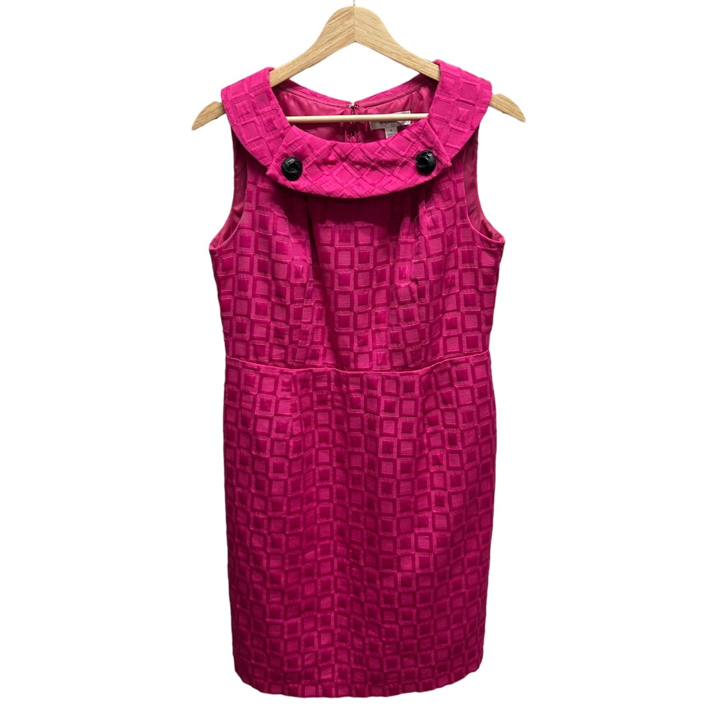 Dress Barn Magenta Pink Sleeveless Textured Dress With Button Detail Size 8
