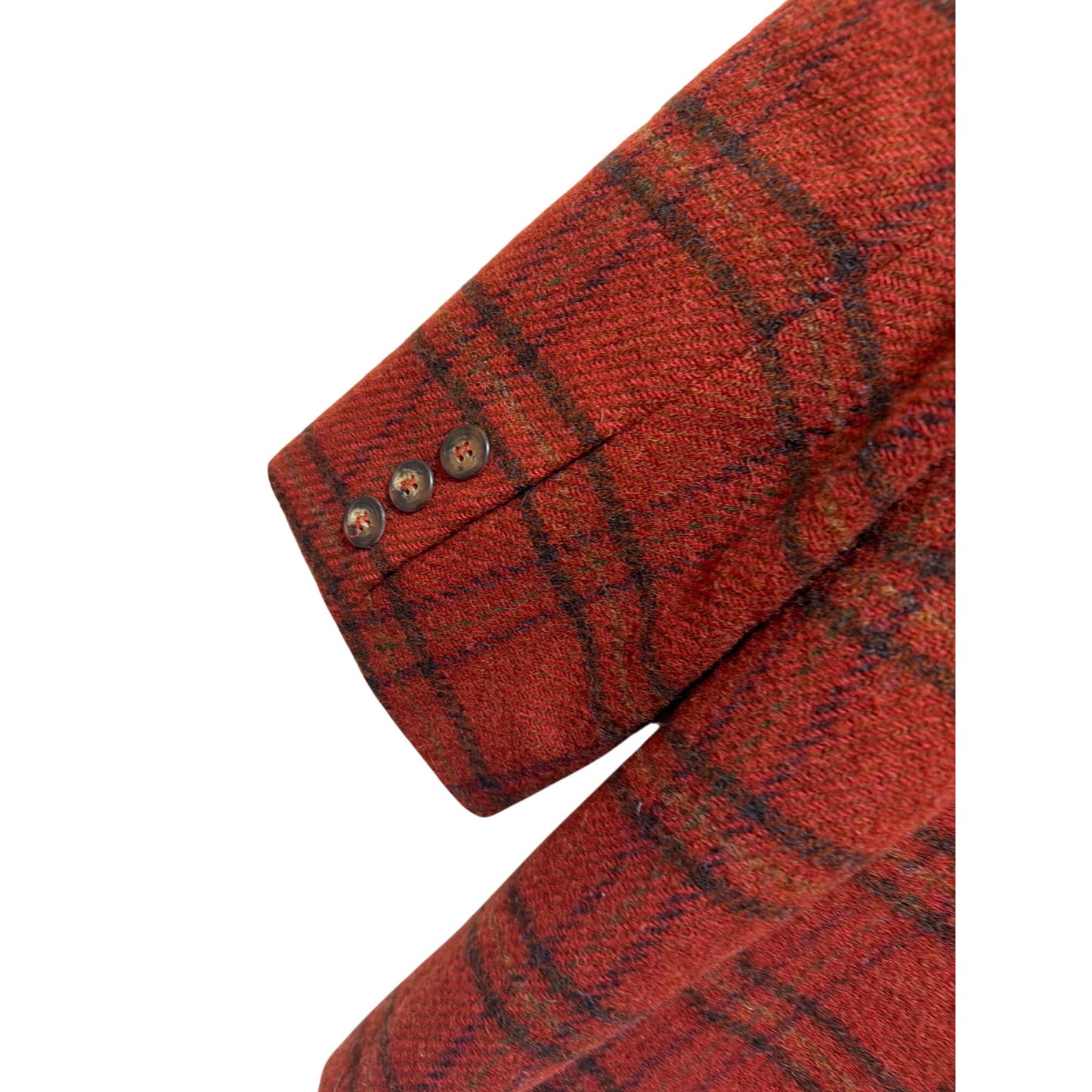 Eddie Bauer Vintage 90s Womens Rust Red Plaid Wool Boxy Cut Blazer Medium Fully Lined Single Button