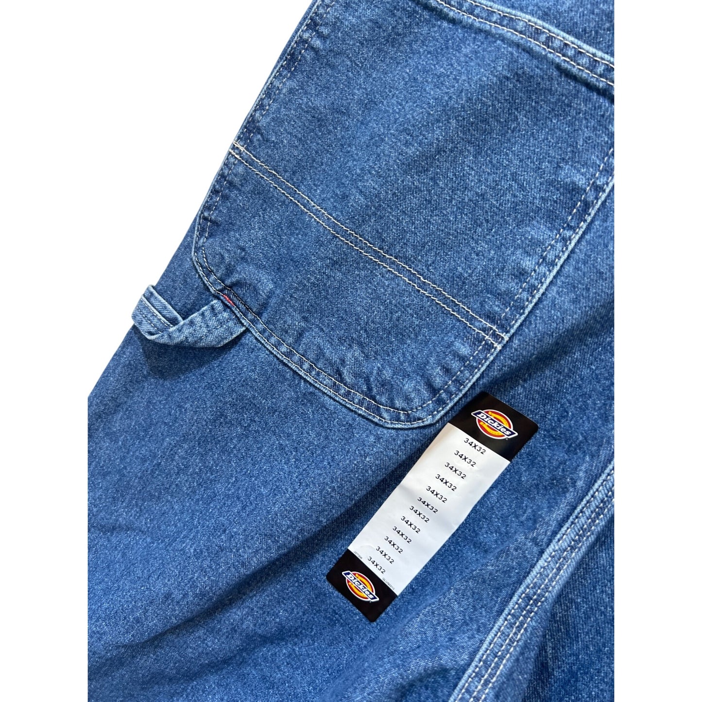 Dickies NWT Mens Denim Bib Overalls 34x32 Blue Workwear Carpenter Jeans Adjustable Straps