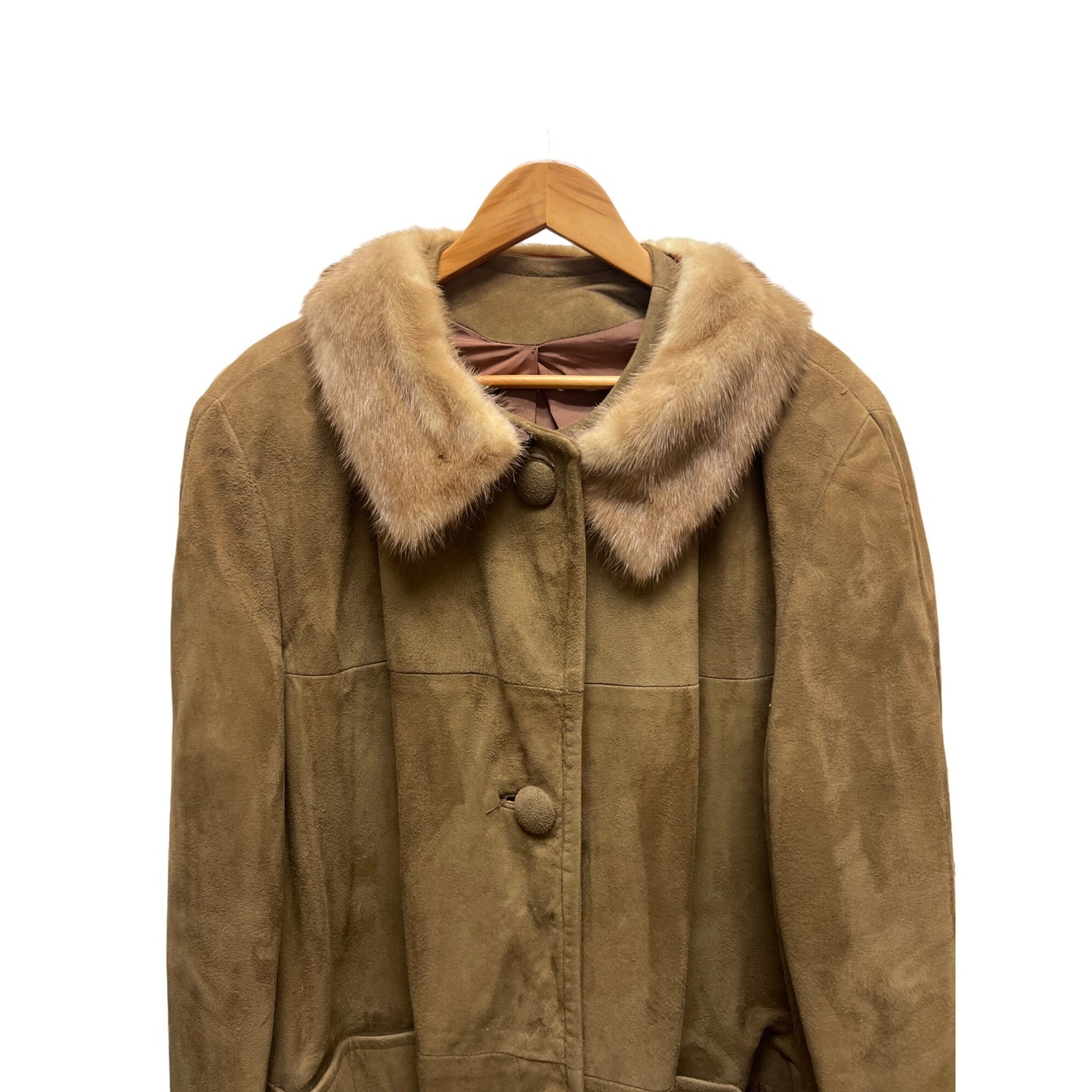 Vintage 60's Tan Suede Overcoat with Mink Fur Trim